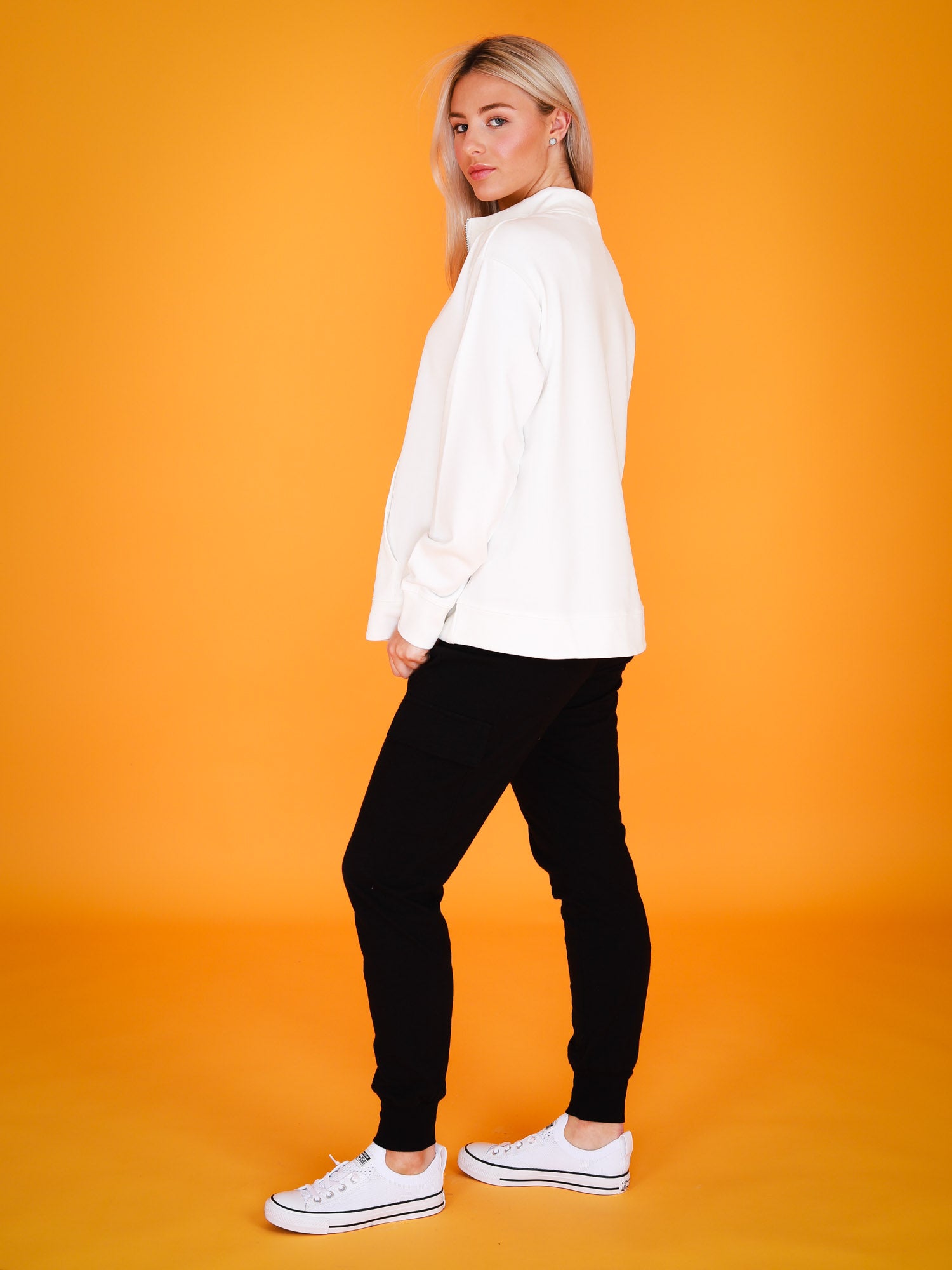 half zip pullover #color_white