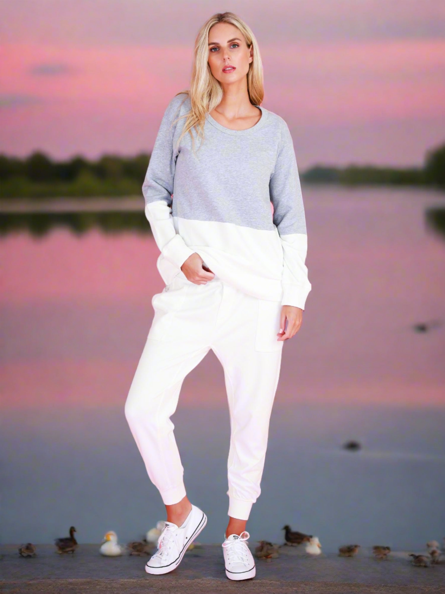 womens crew neck jumpers #color_grey marle