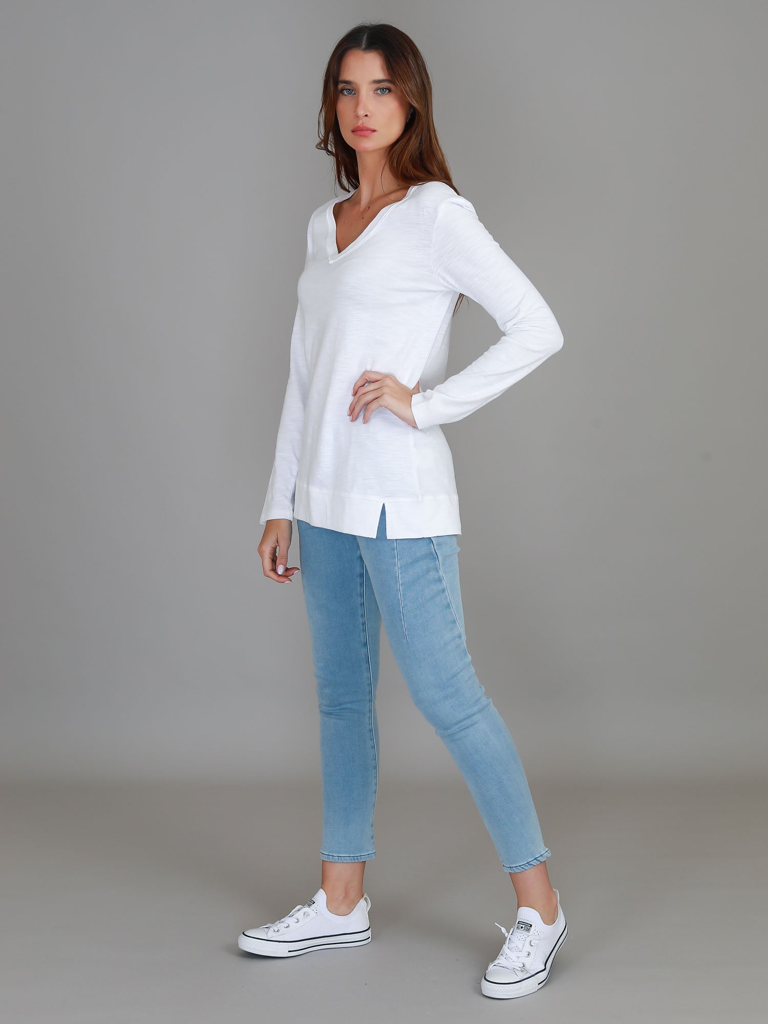 best v neck t shirts women's #color_white