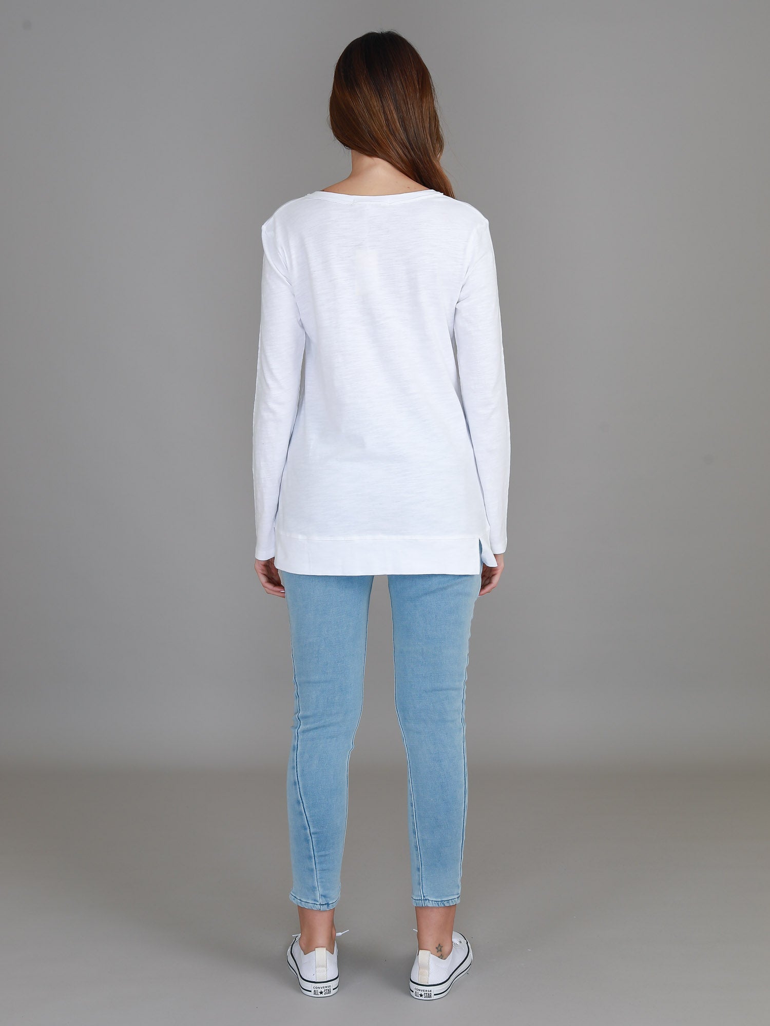 women's fitted v neck t shirt #color_white