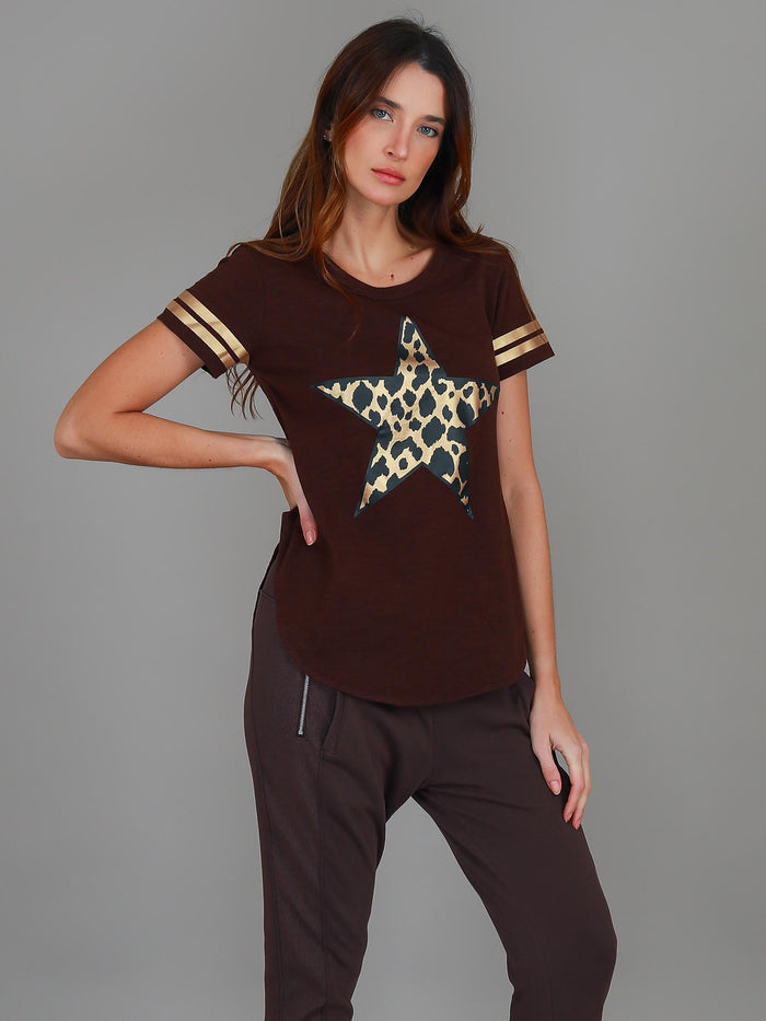 Ava Leopard Star Short Sleeve T Shirt