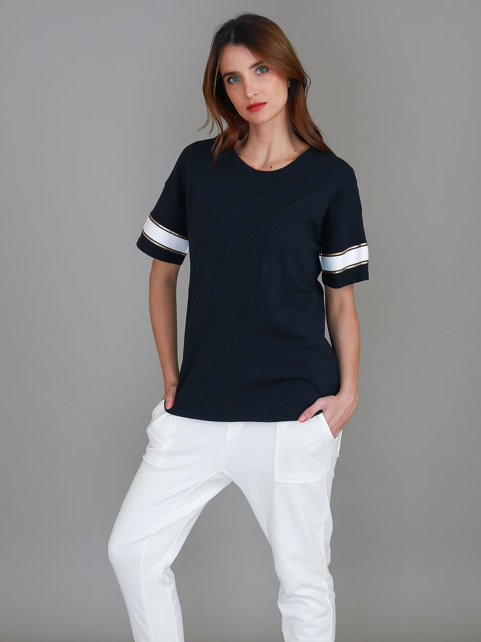 Roselyn Boyfriend Band Sleeve T Shirt
