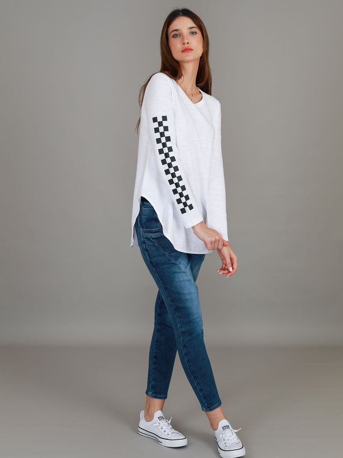 Izzy Ana Check Print Long Sleeve T Shirt