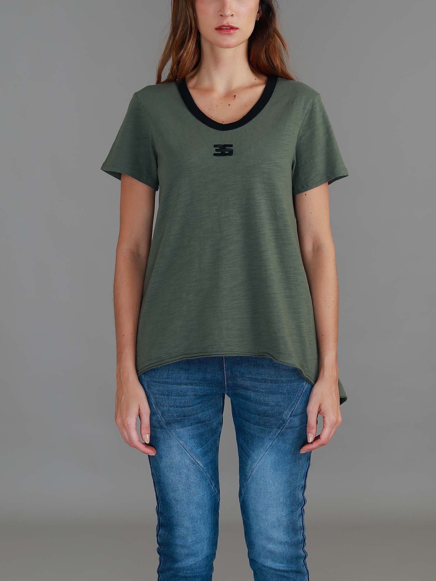 women's short sleeve v neck t shirts #color_khaki