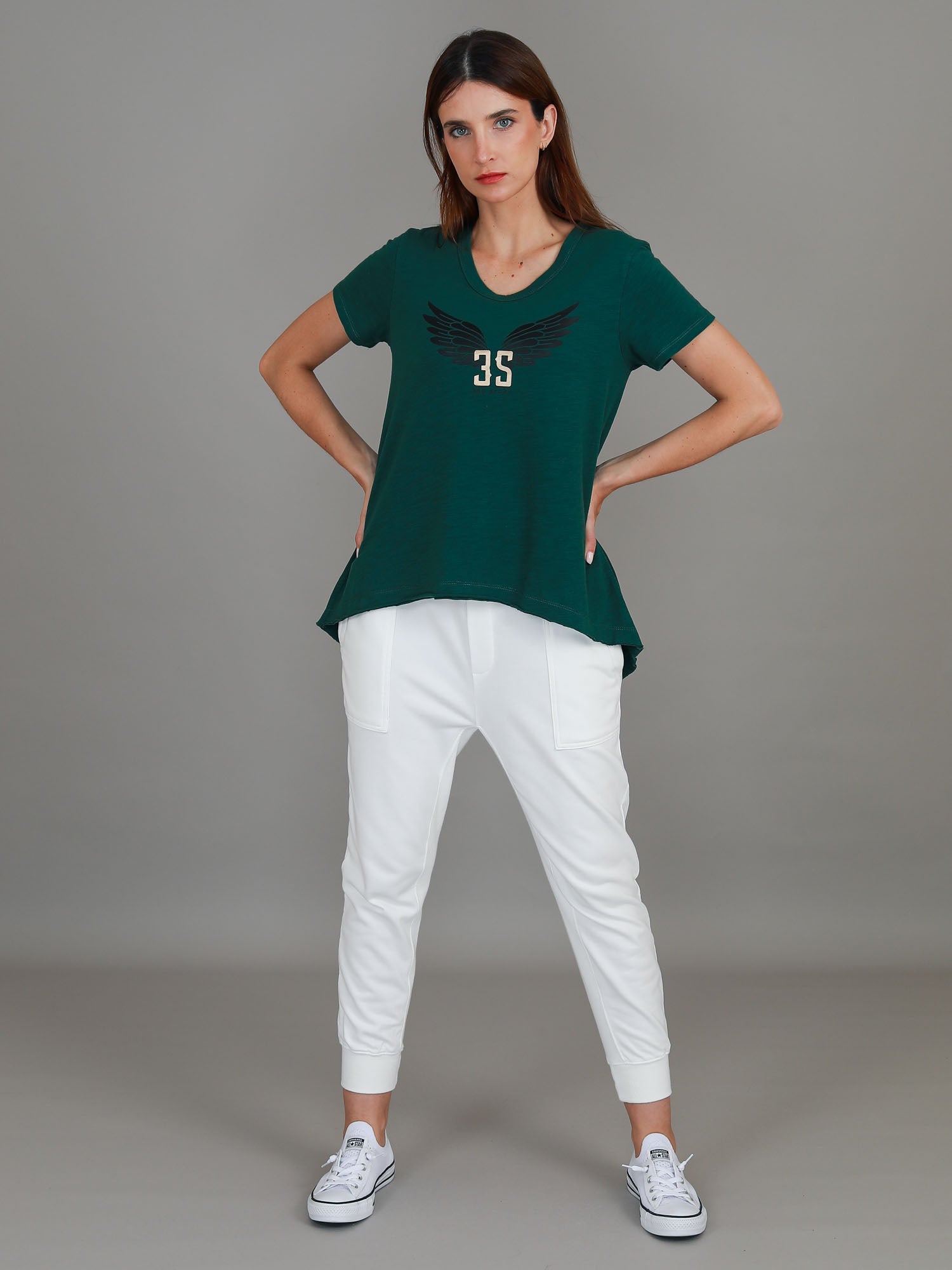 dark green graphic tee #color_emerald green