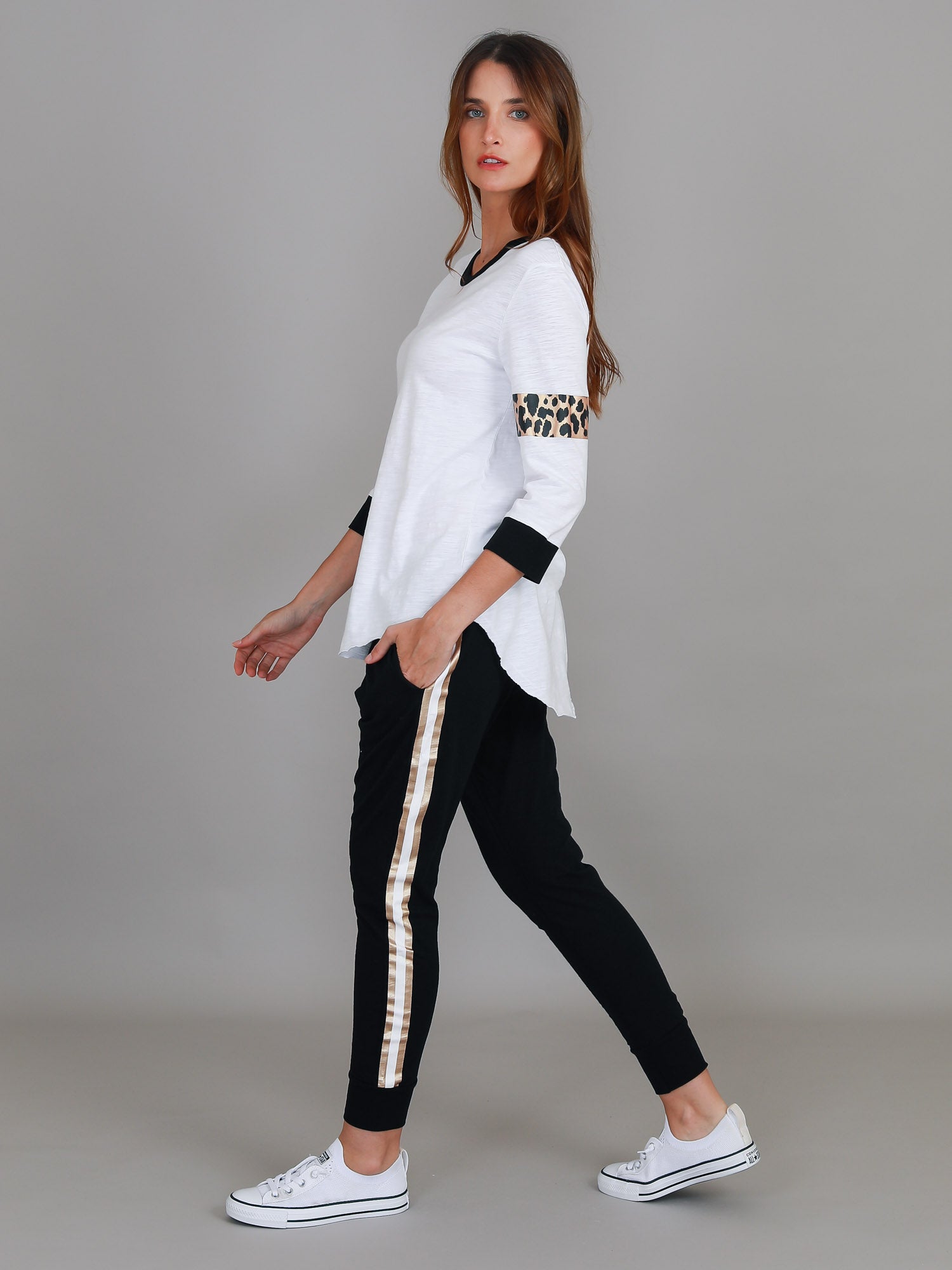 mid sleeve top #color_white