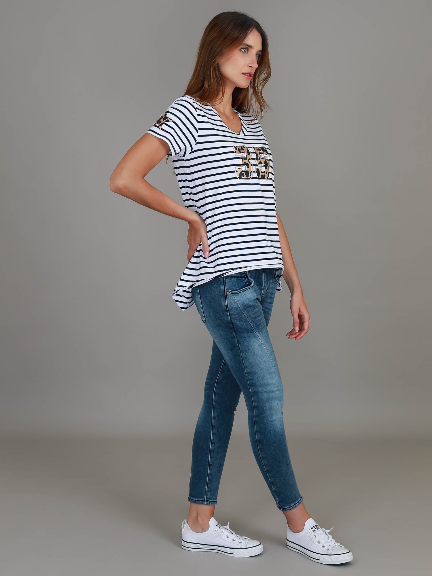 womens vneck #color_nautic stripe
