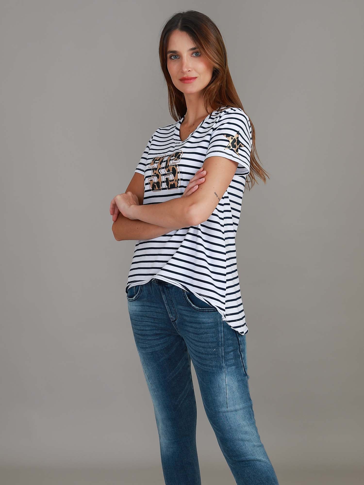 women v neck #color_nautic stripe