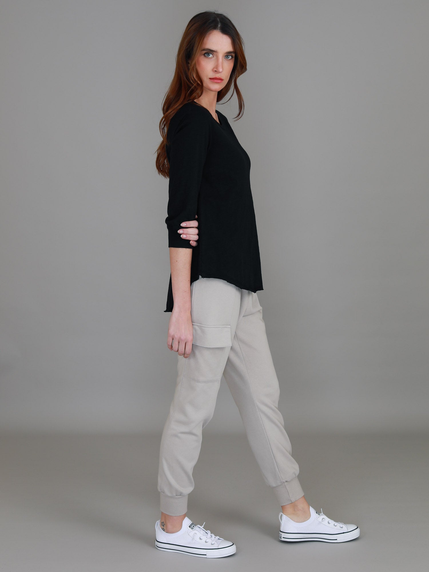 3/4 length sleeve tops #color_black