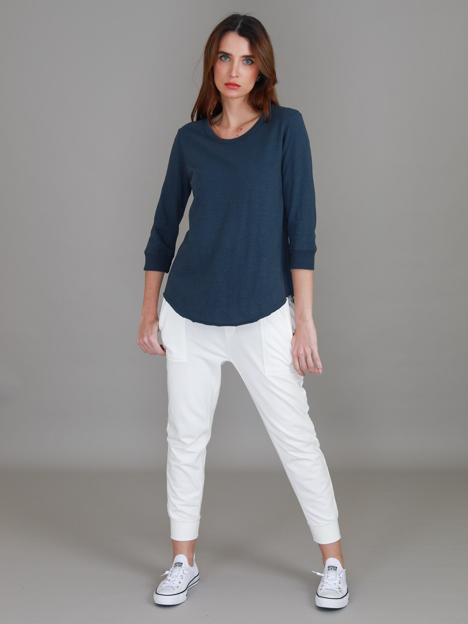 womens 3/4 sleeve tops #color_indigo