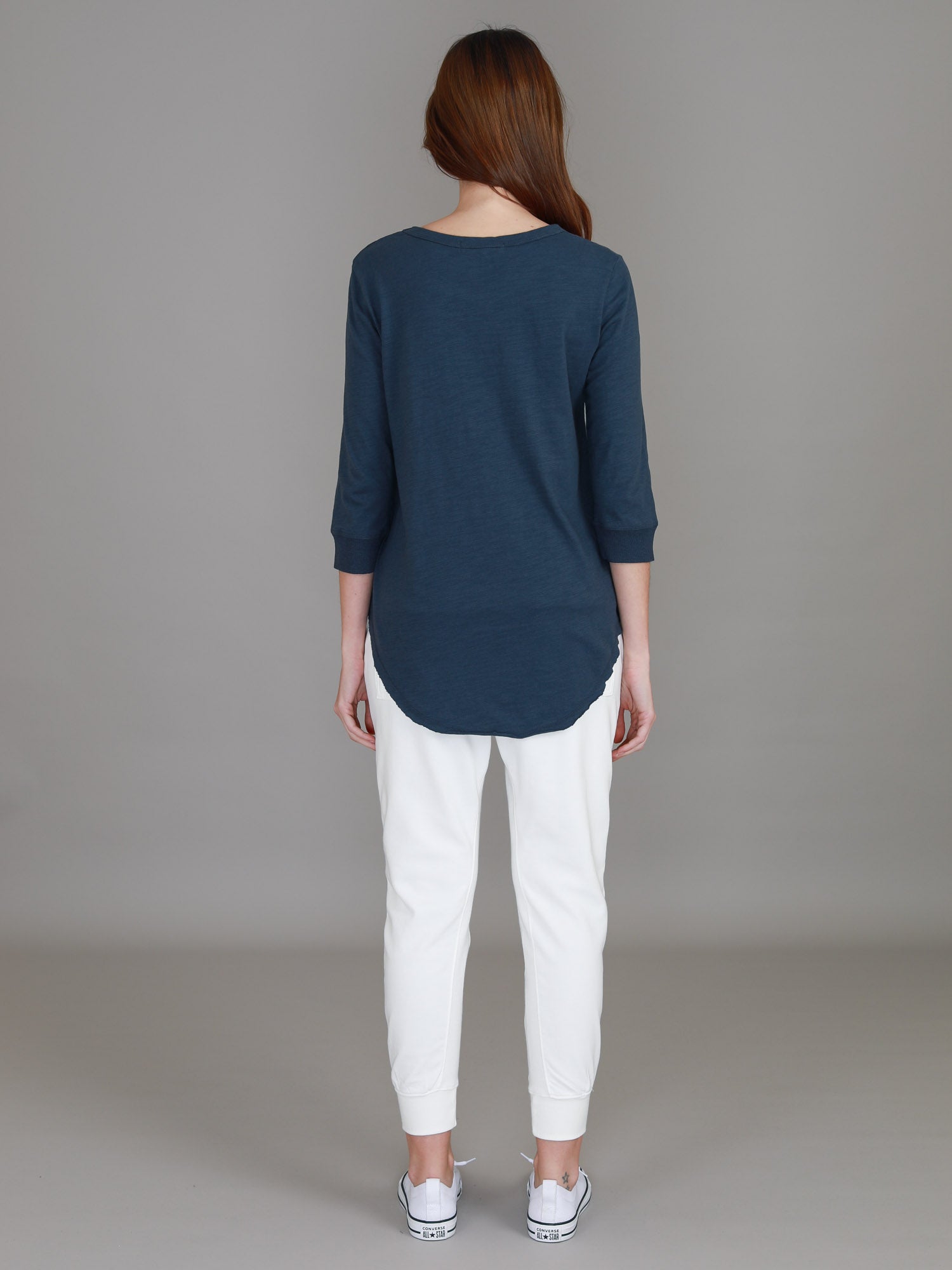 cotton 3/4 sleeve tops #color_indigo