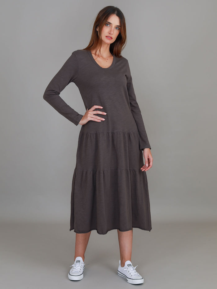 Vera Long Sleeve Tiered Midi Dress