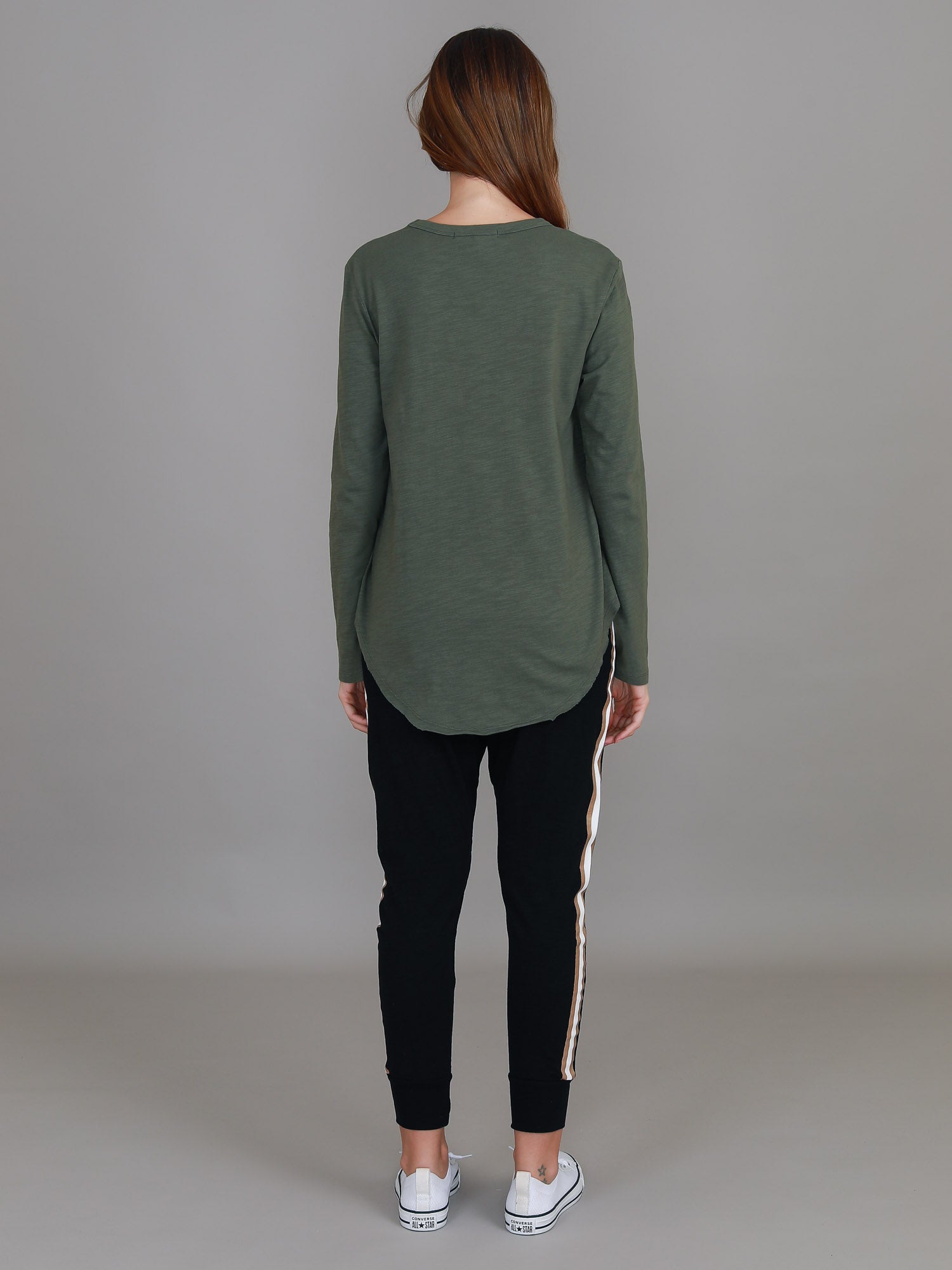 cotton long sleeve t shirts women #color_khaki