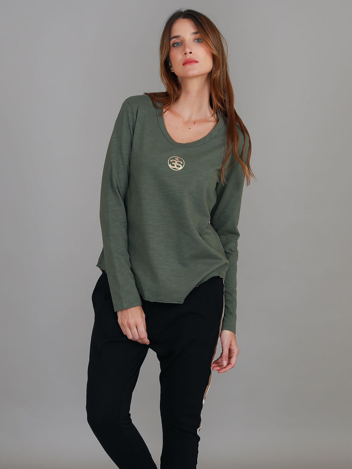 Shellie 3S Gold Logo Long Sleeve T Shirt