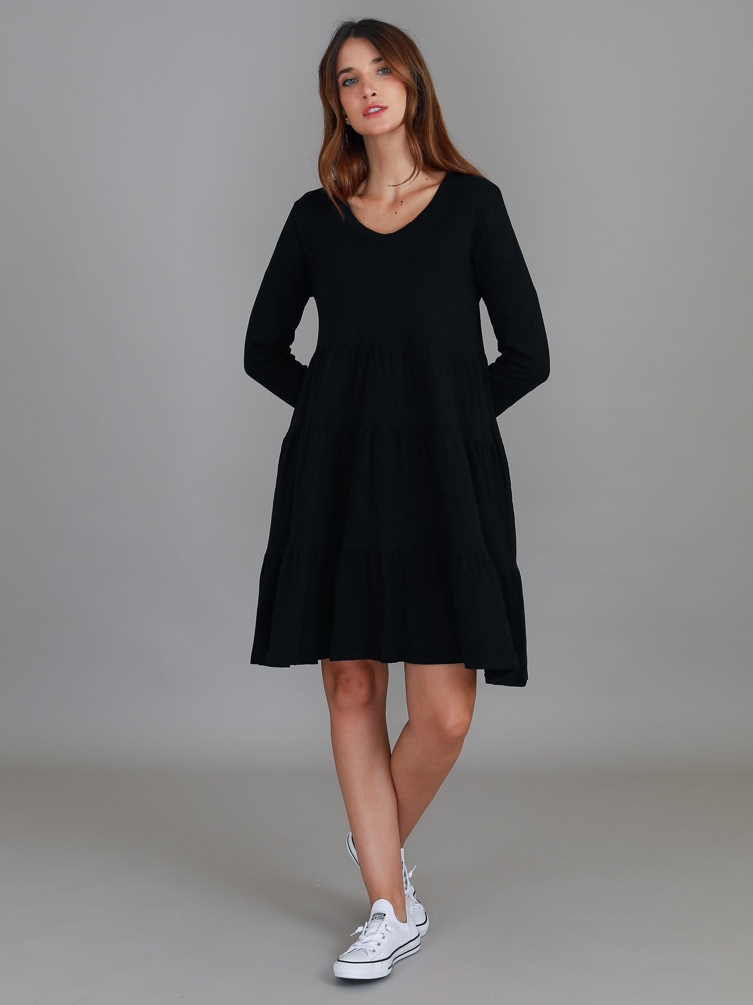long sleeve spring dresses #color_black