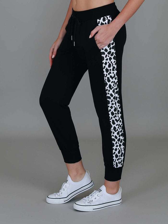 Theresa Leopard Panel Tapered Sweatpants