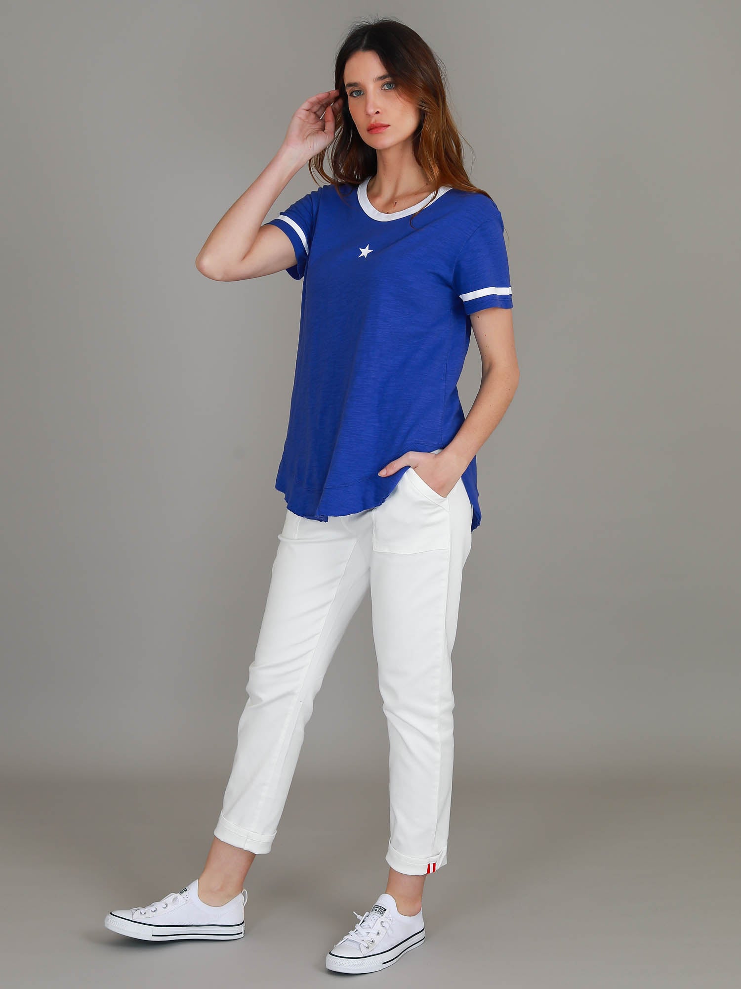 electric blue top #color_pansy