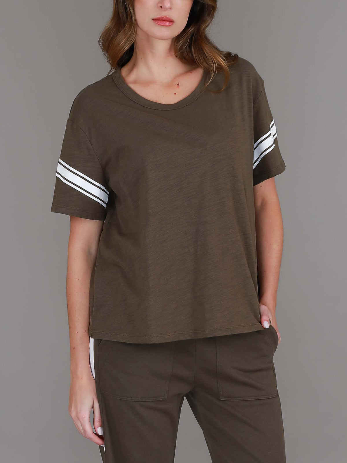 dark olive banded tee #color_dark olive