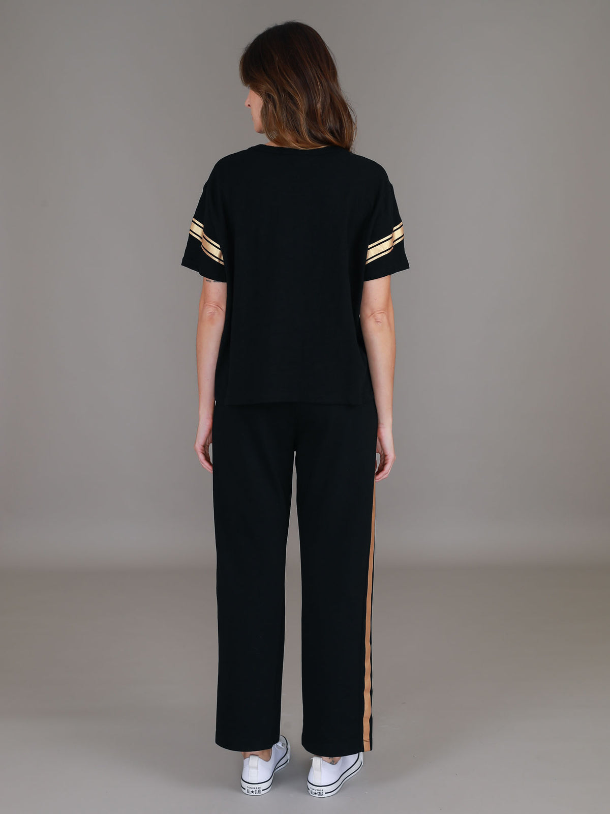 black banded t shirt women #color_black