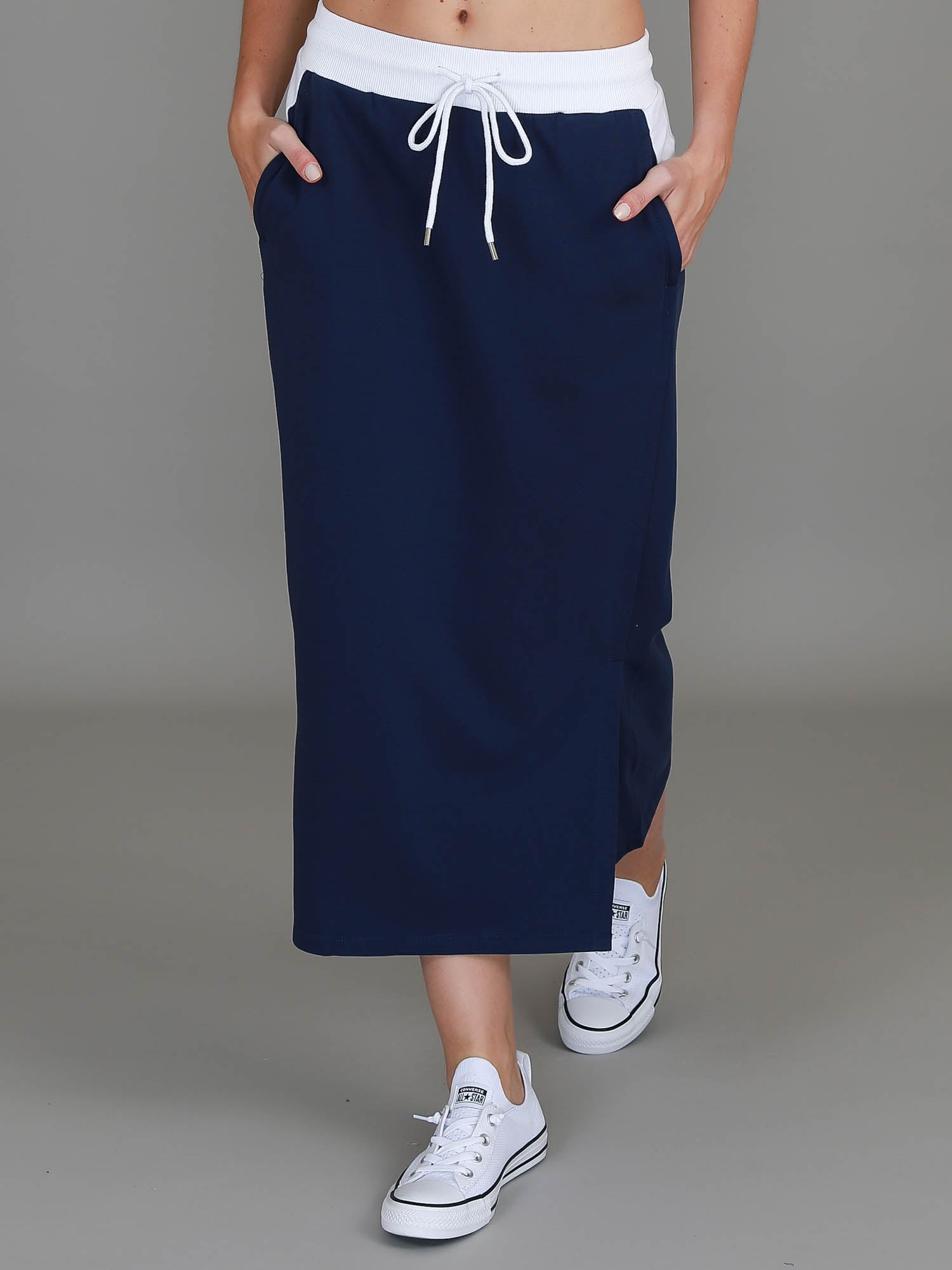 navy blue midi skirt #color_ink
