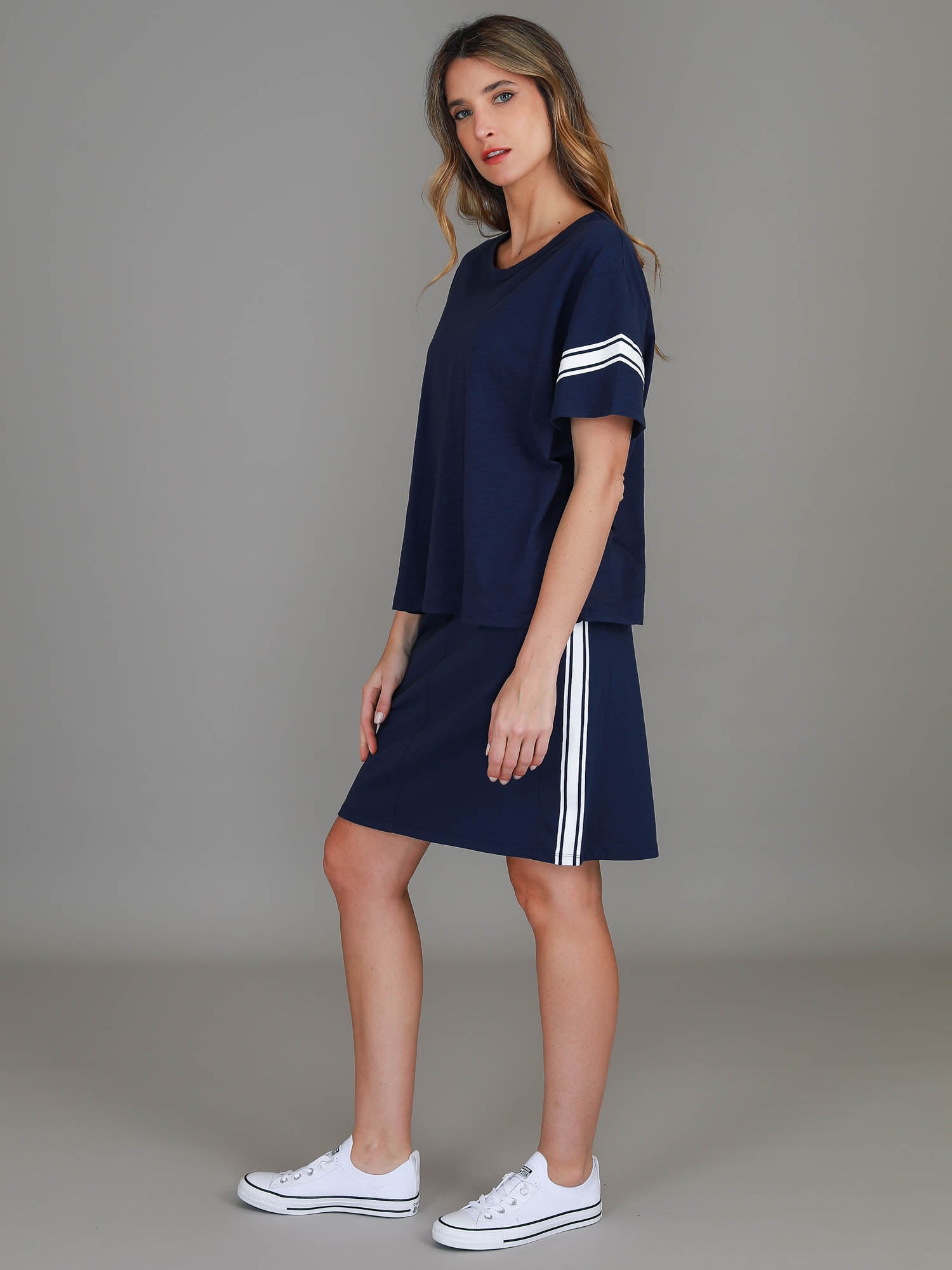 navy cotton skirt #color_ink