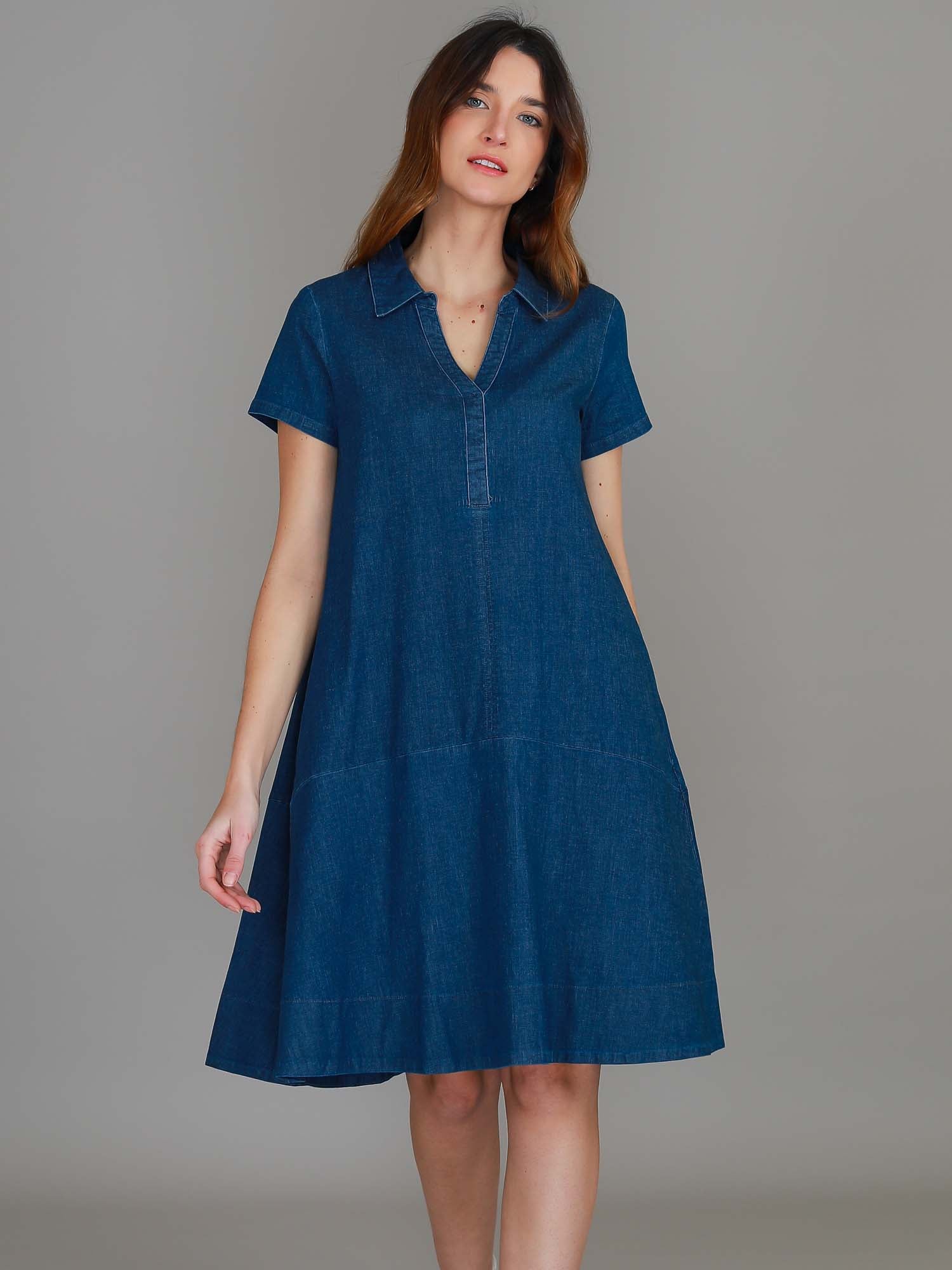 Tibby Denim Dress – Women’s Casual Cotton Jean Dress A-Line