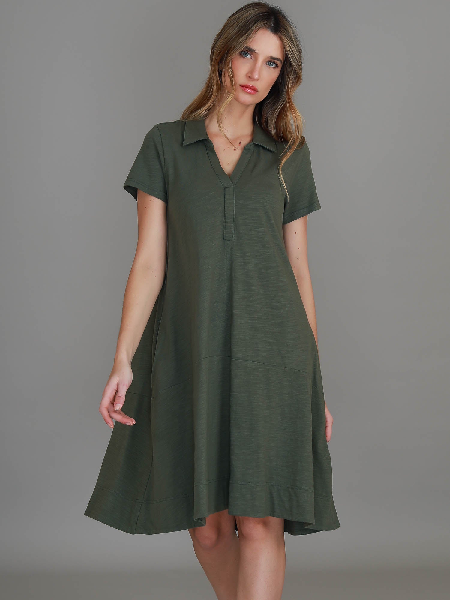 green dress with sleeves #color_khaki