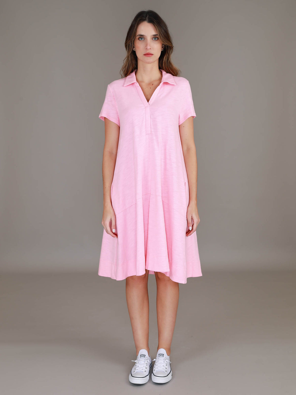 pink polo dress women #color_powder pink