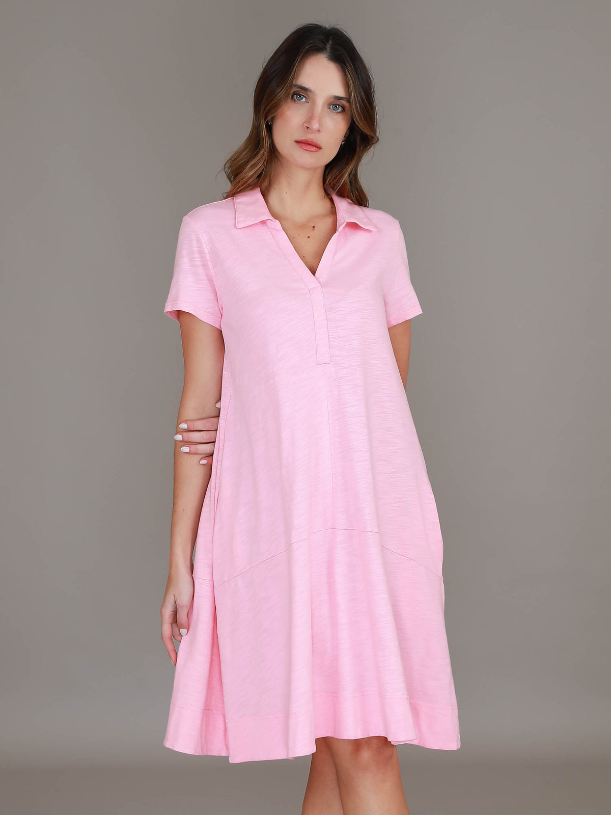 powder pink polo dress #color_powder pink