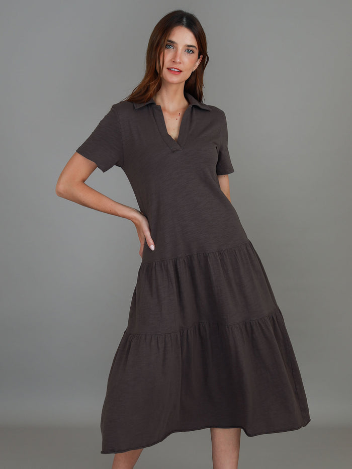 Tricia Tiered Midi Polo Dress