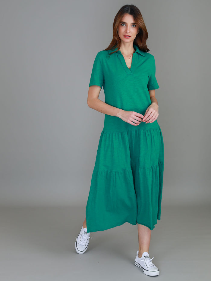 Tricia Tiered Midi Polo Dress