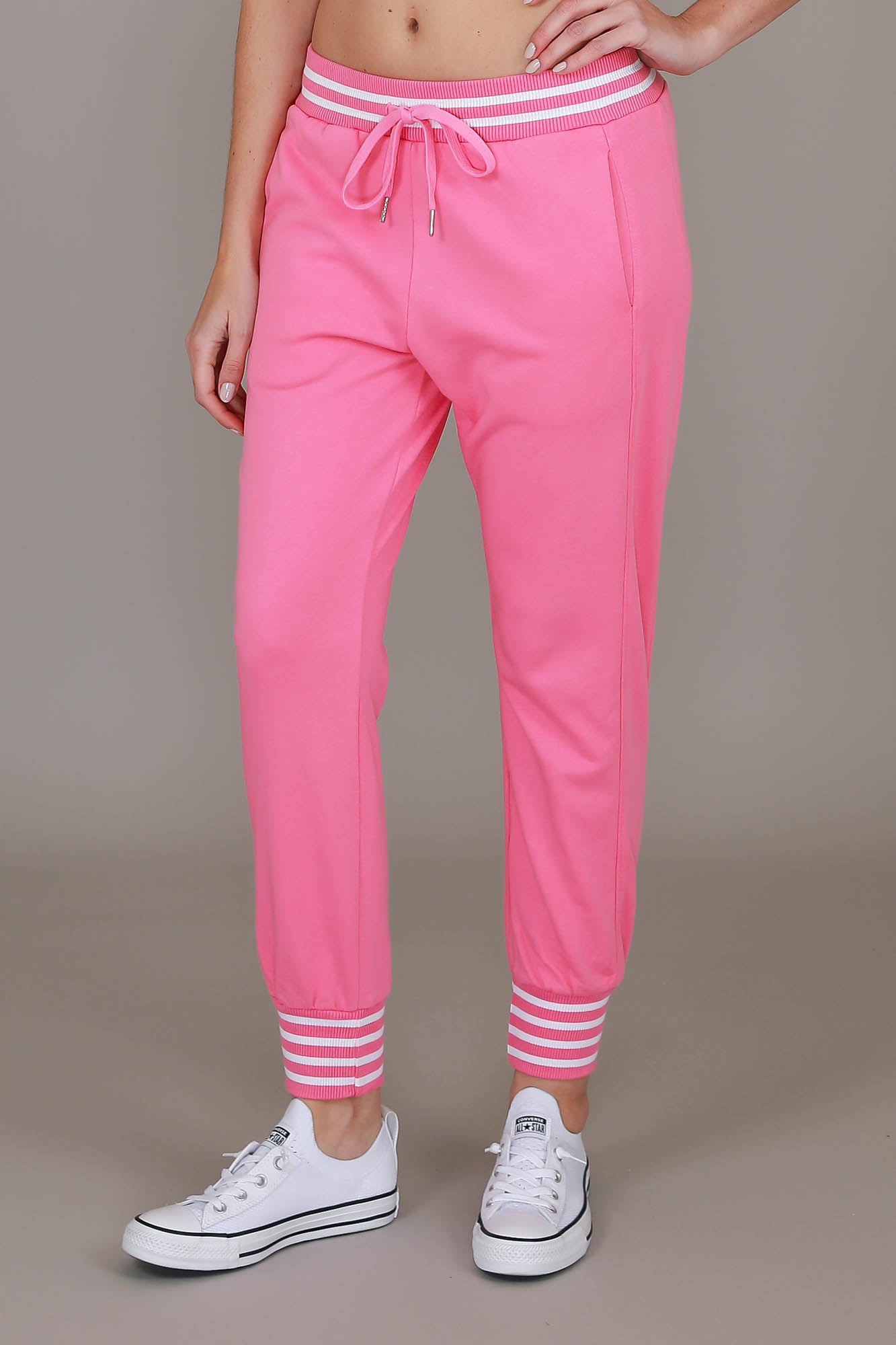 pink tapered joggers #color_pop pink