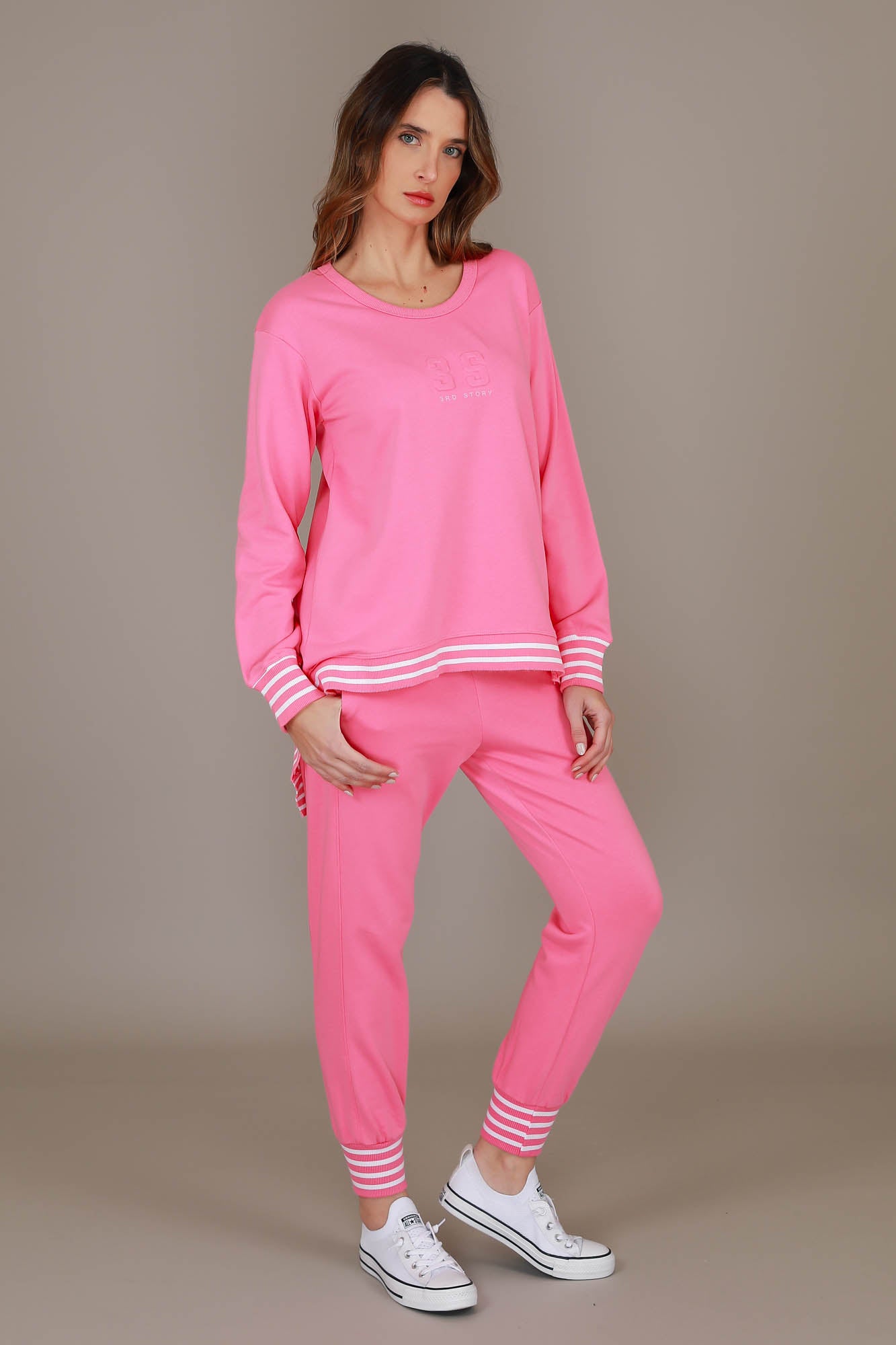 pink stripe joggers #color_pop pink