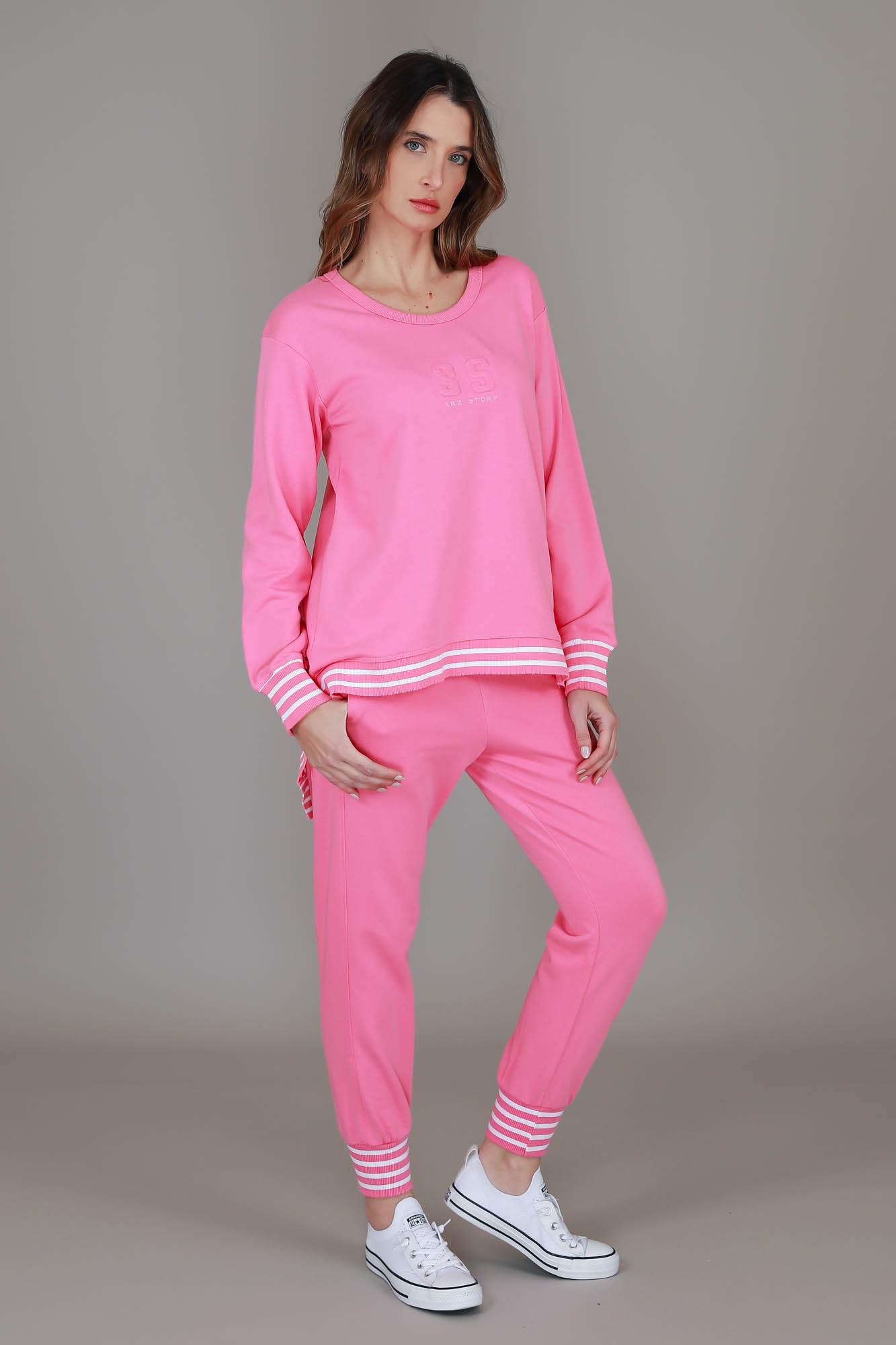 pink stripe joggers #color_pop pink
