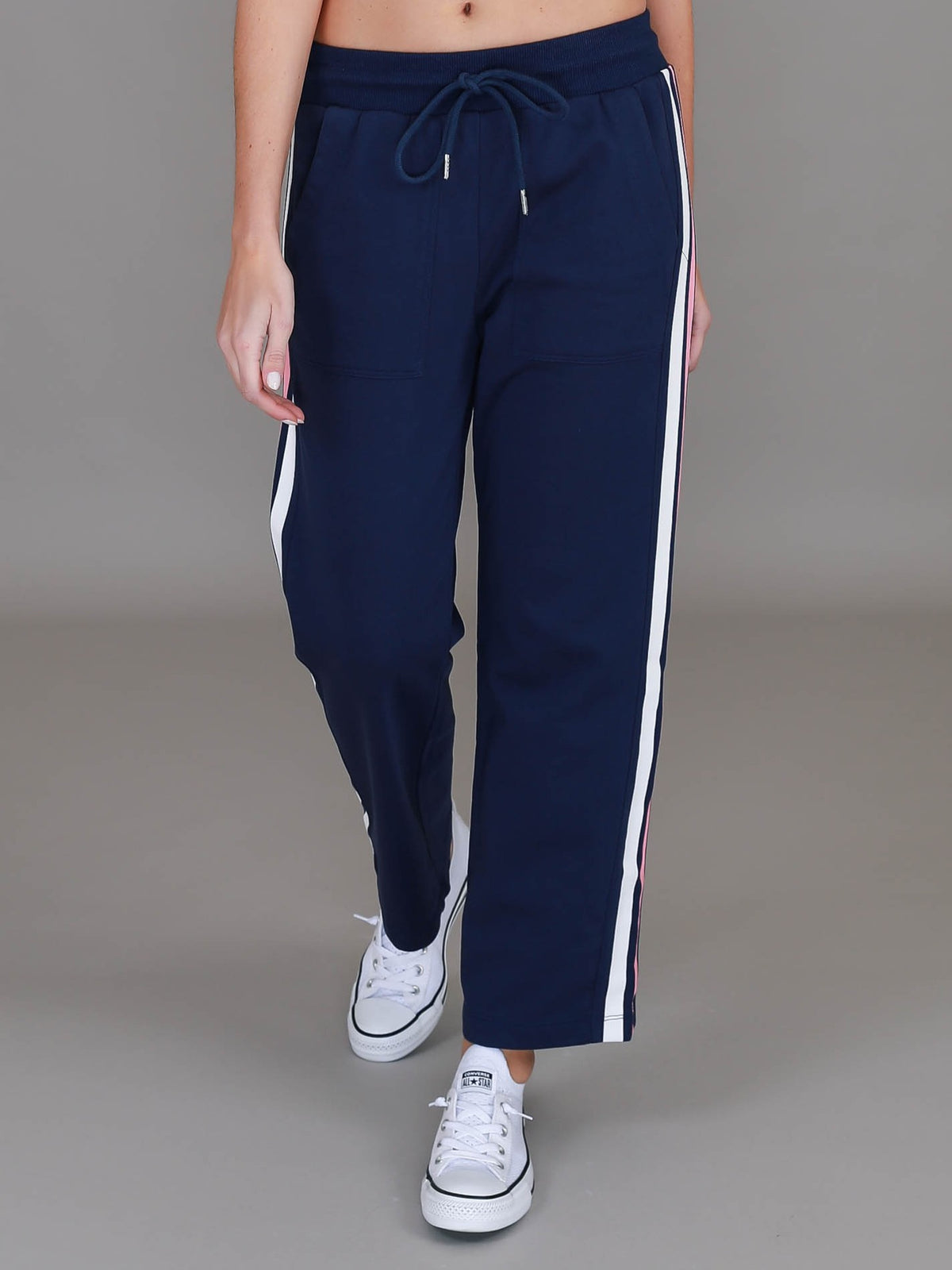 navy straight leg sweatpants #color_deep navy/pink