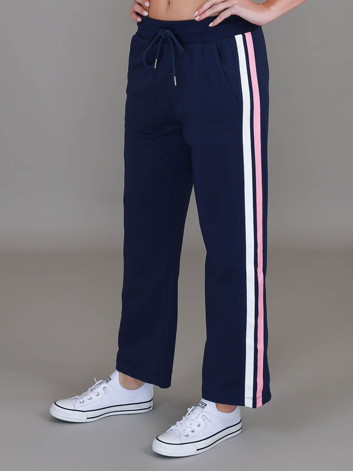 pink stripe sweatpants #color_deep navy/pink