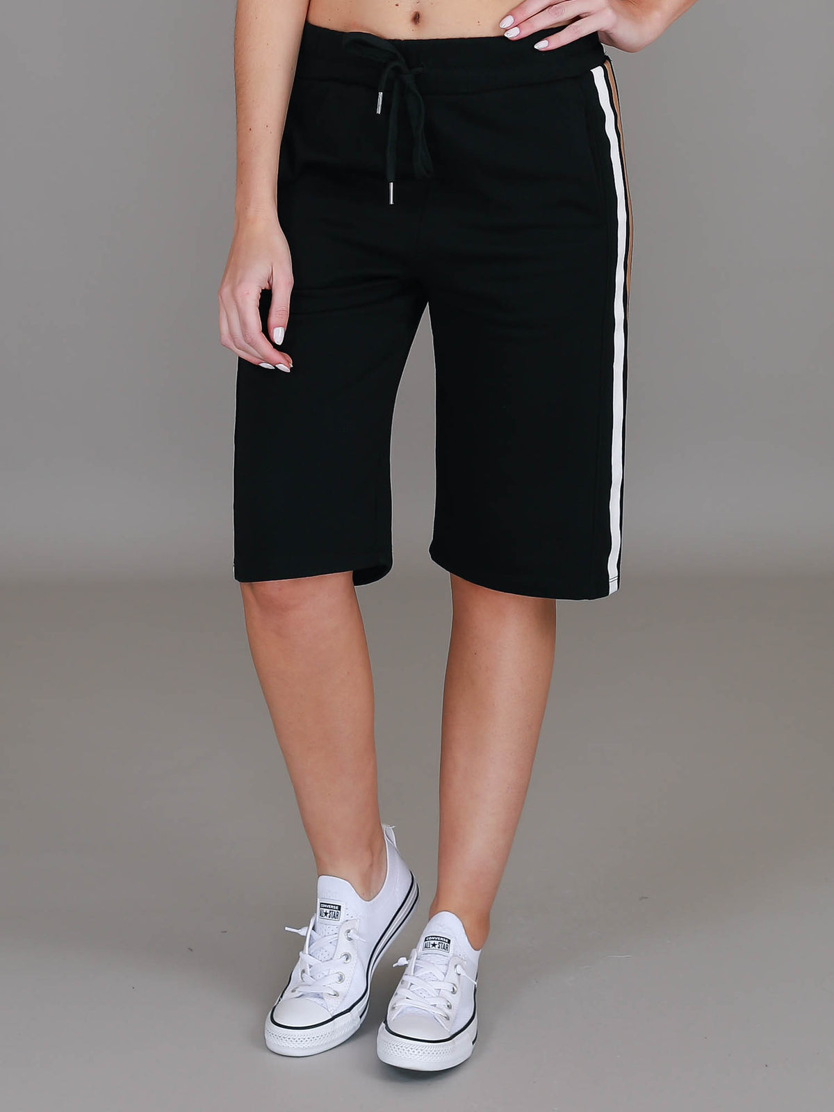 black longline shorts #color_black/gold