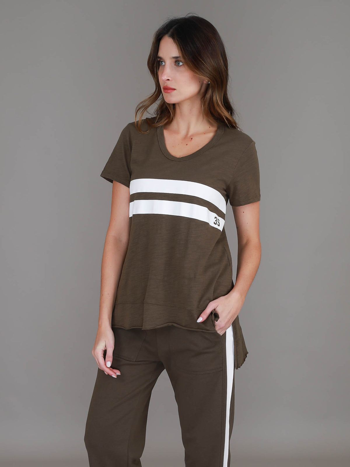 dark olive striped t shirt #color_dark olive