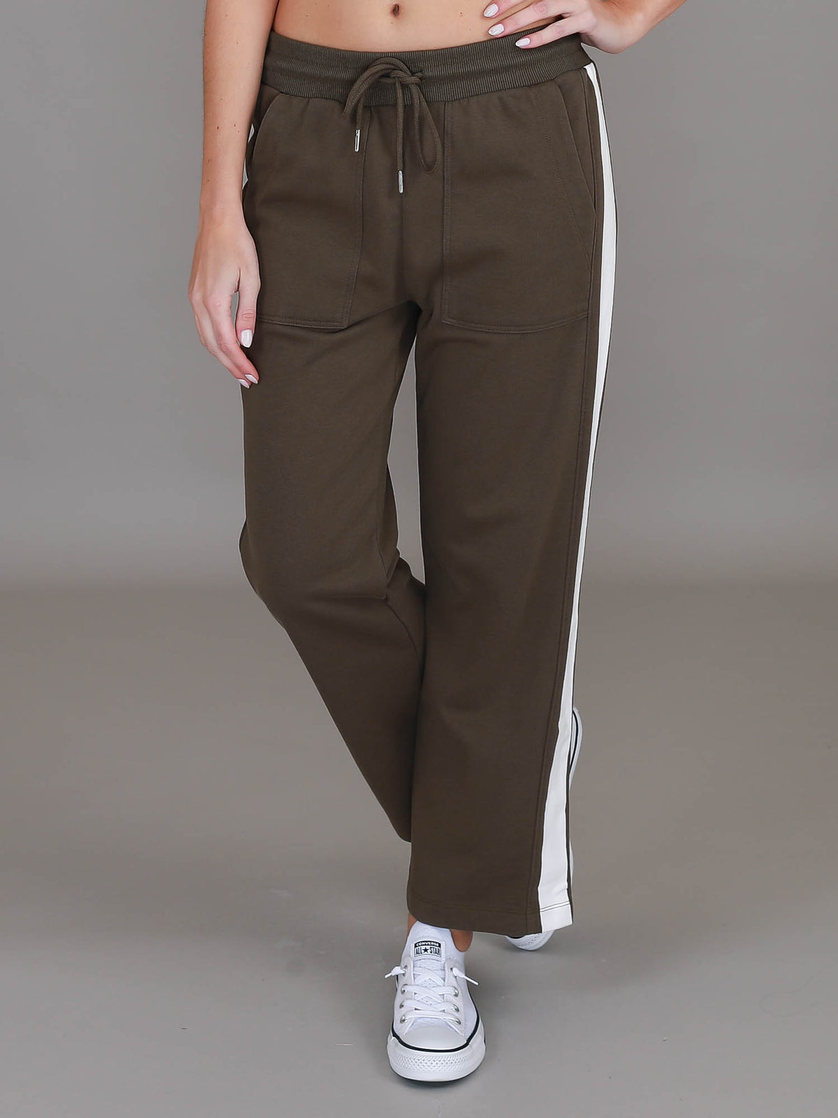 green stripe sweatpants #color_dark olive