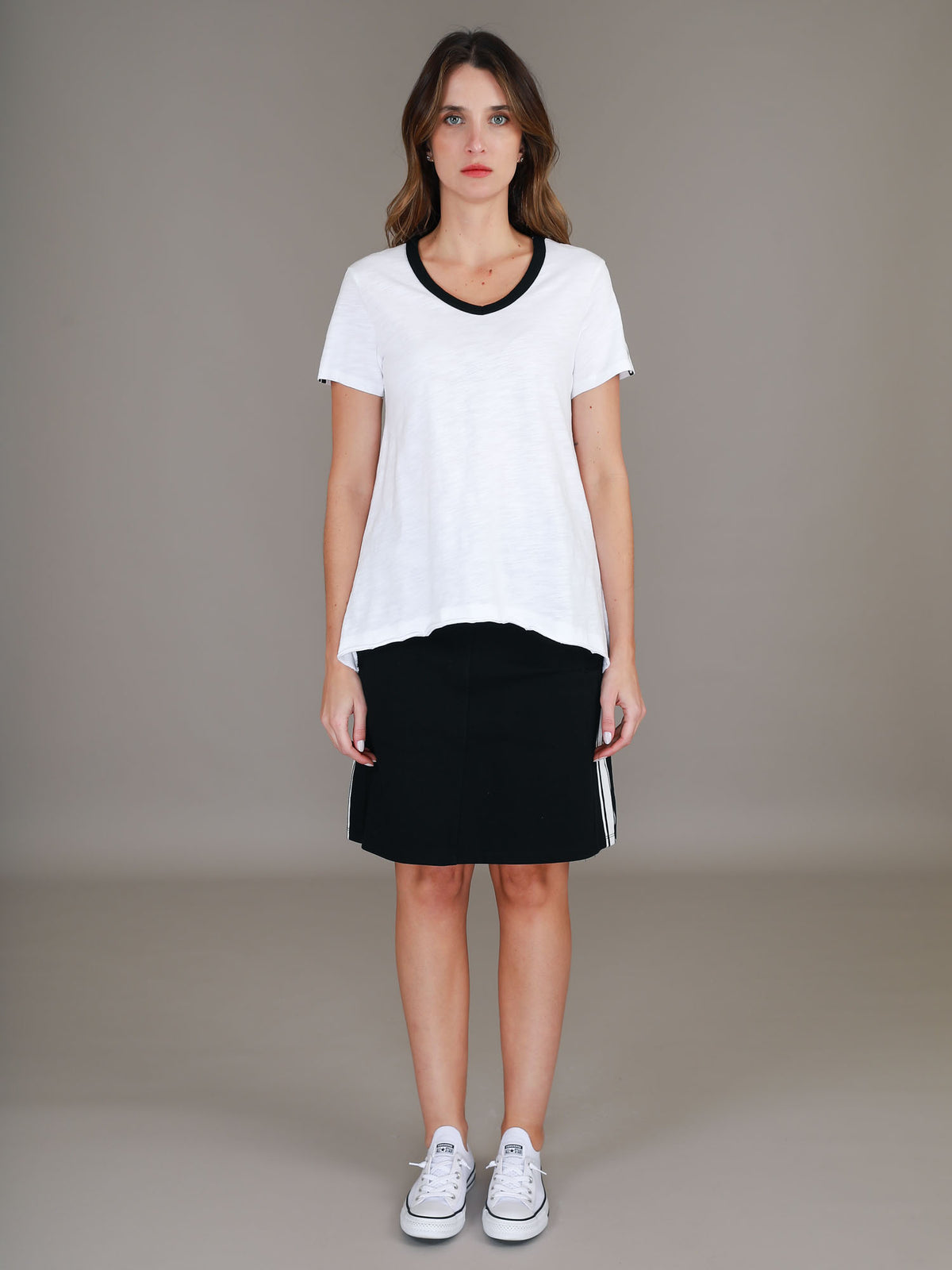 white cotton v neck tee #color_white