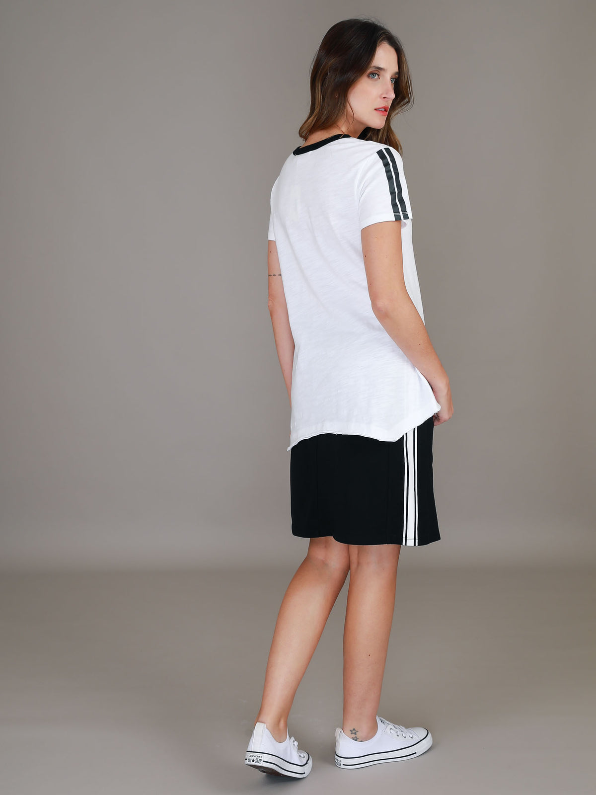 stripe v neck tee womens #color_white