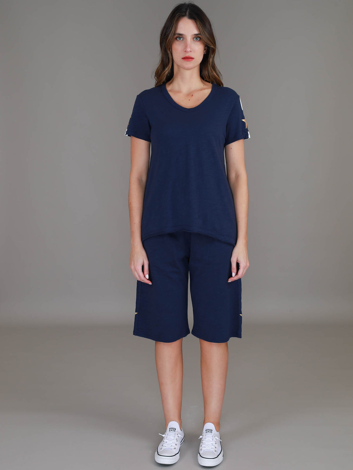 navy cotton v neck #color_ink