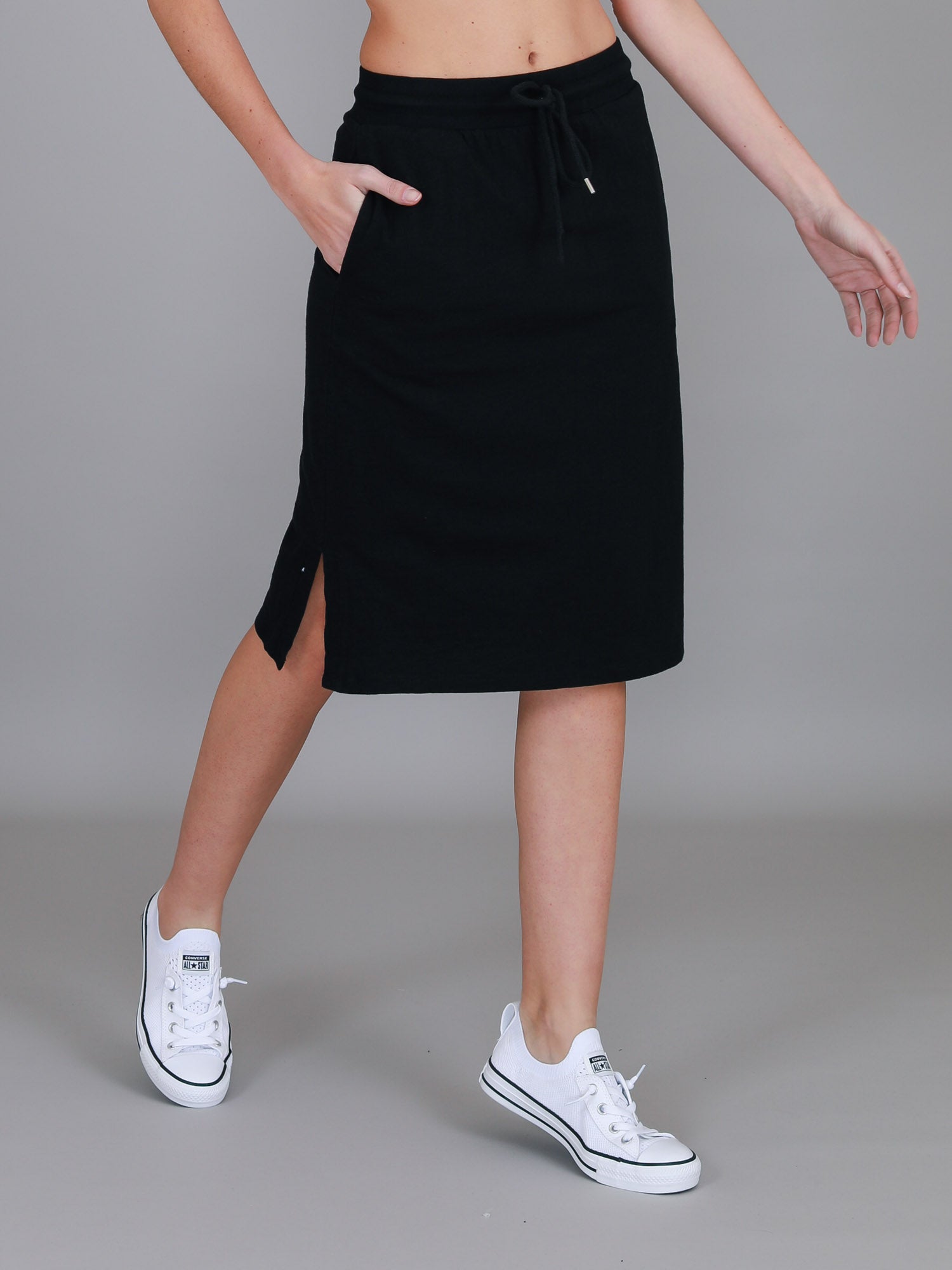 Kiama Pencil Skirt – Women's Black Cotton French Terry Skirt