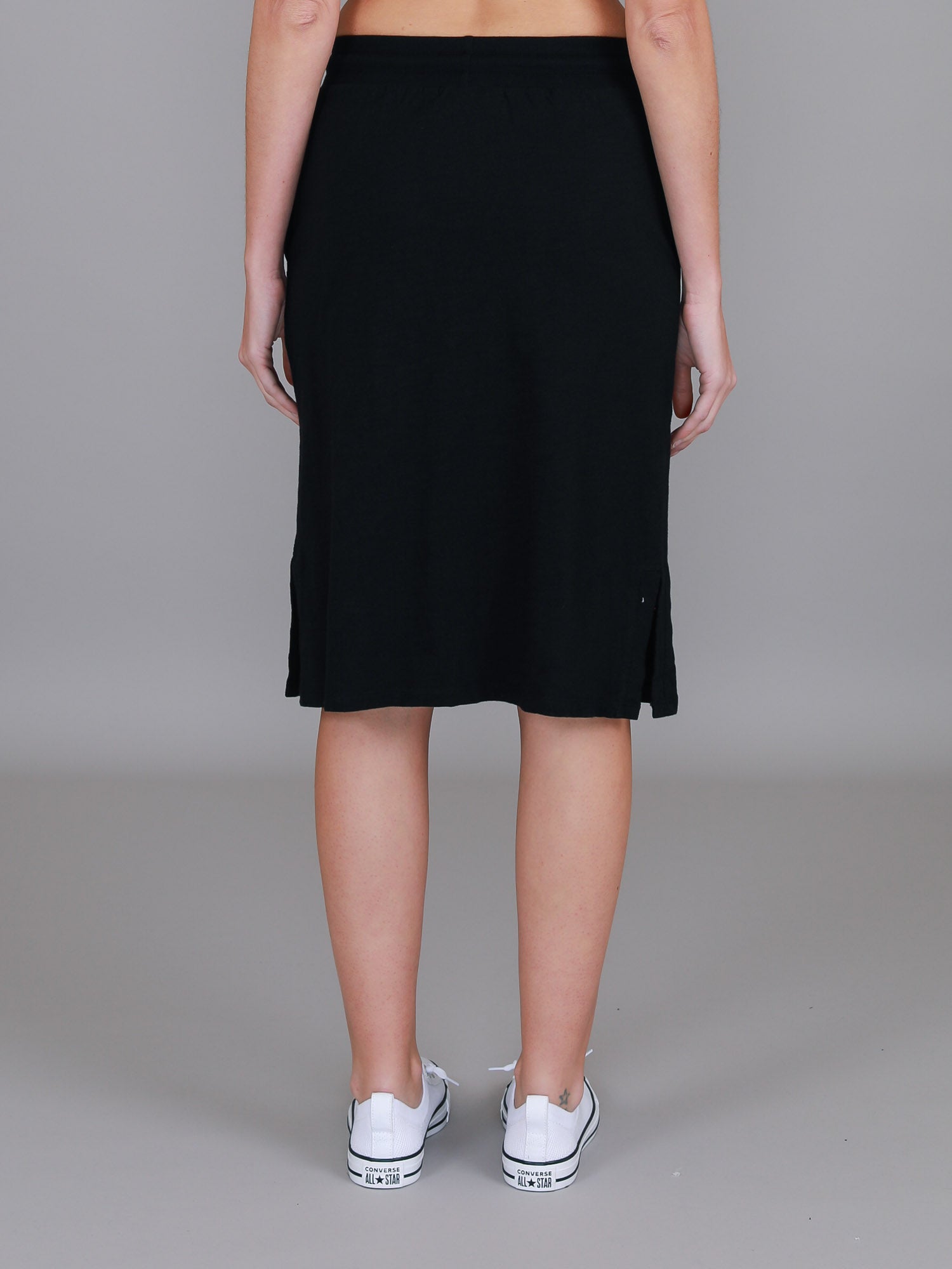 a line knee length skirt #color_black