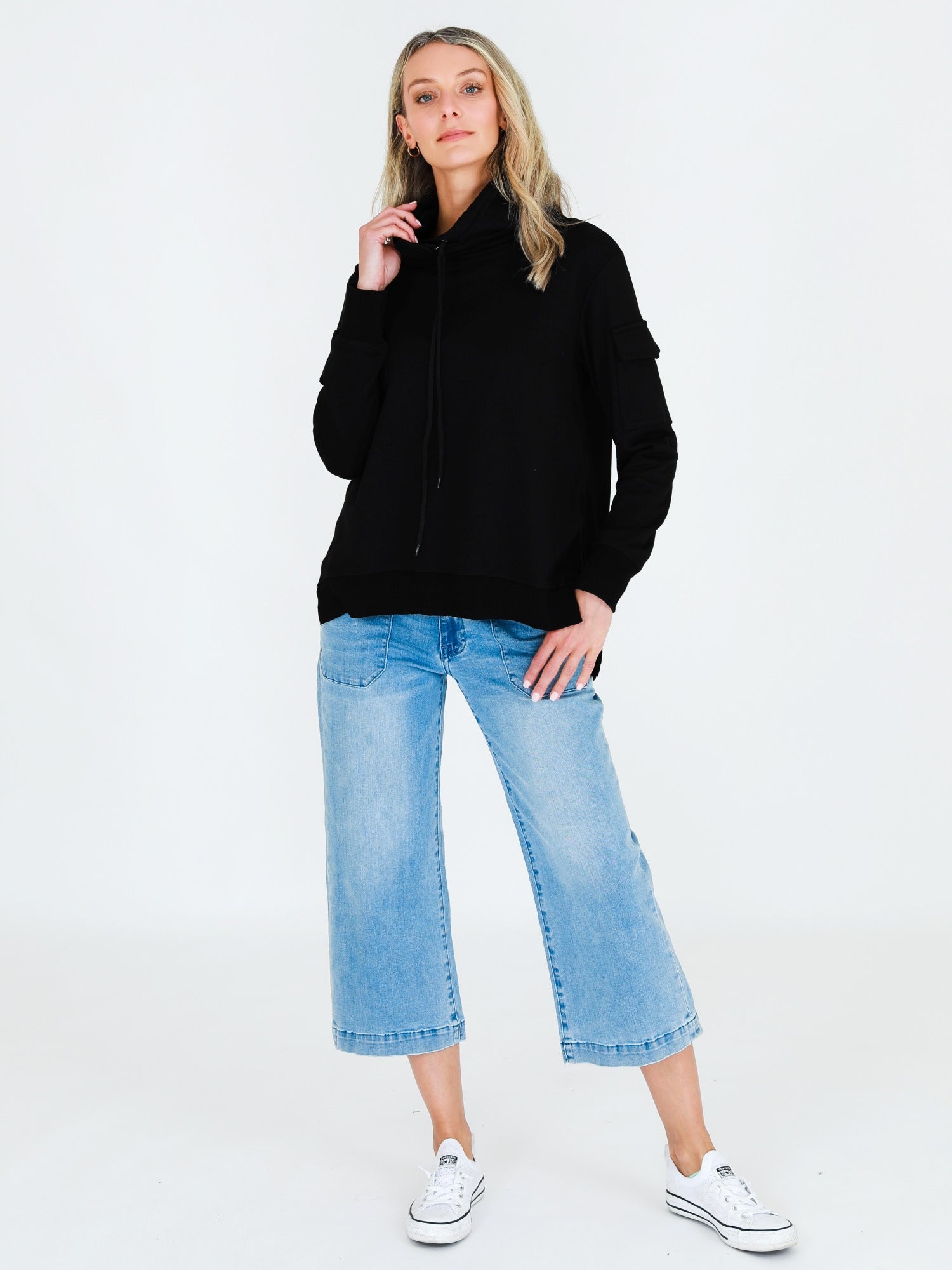 Plus Size Cowl Neck Sweater #color_black