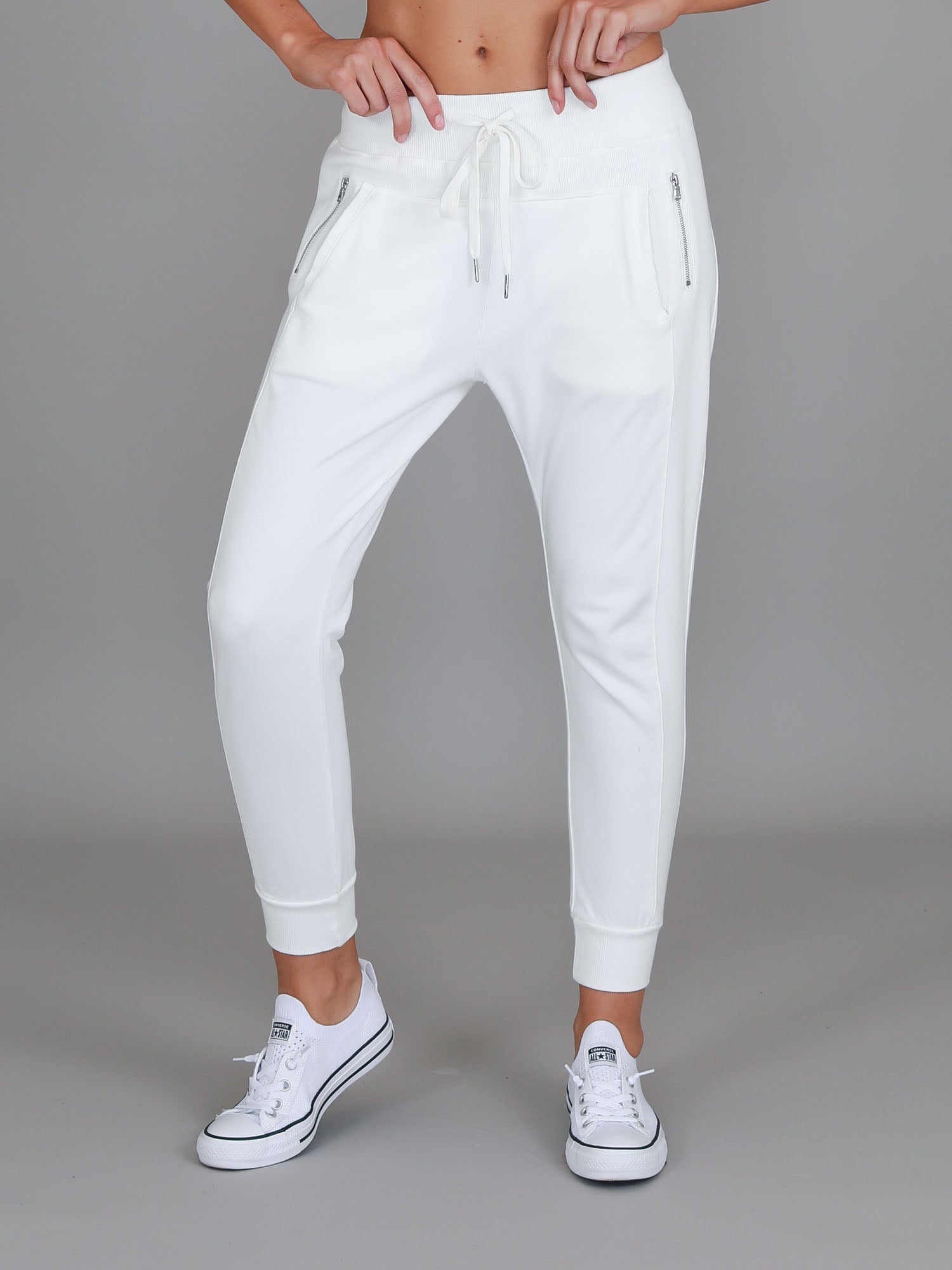 womens white joggers #color_white