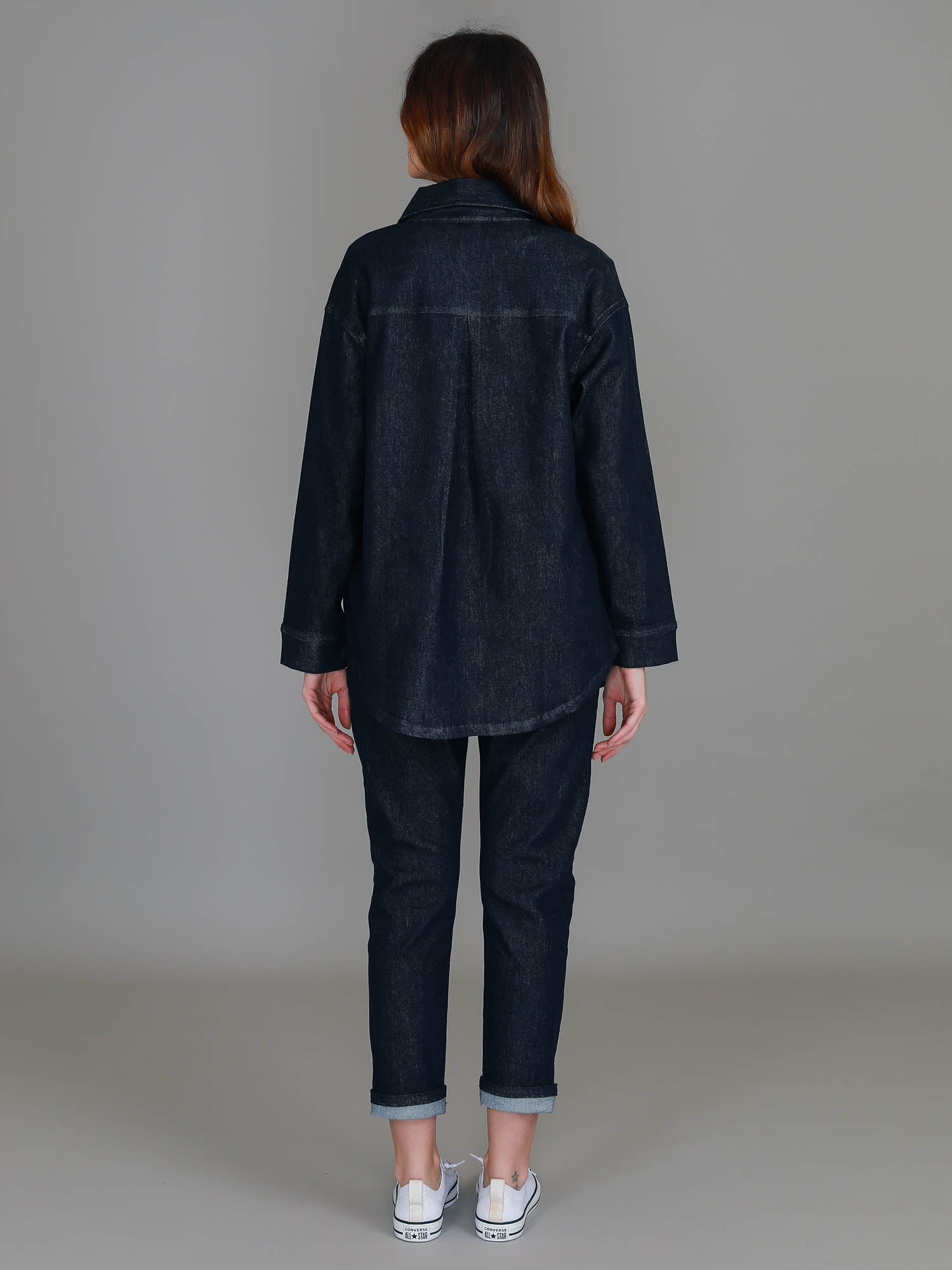oversized denim shacket #color_dark denim