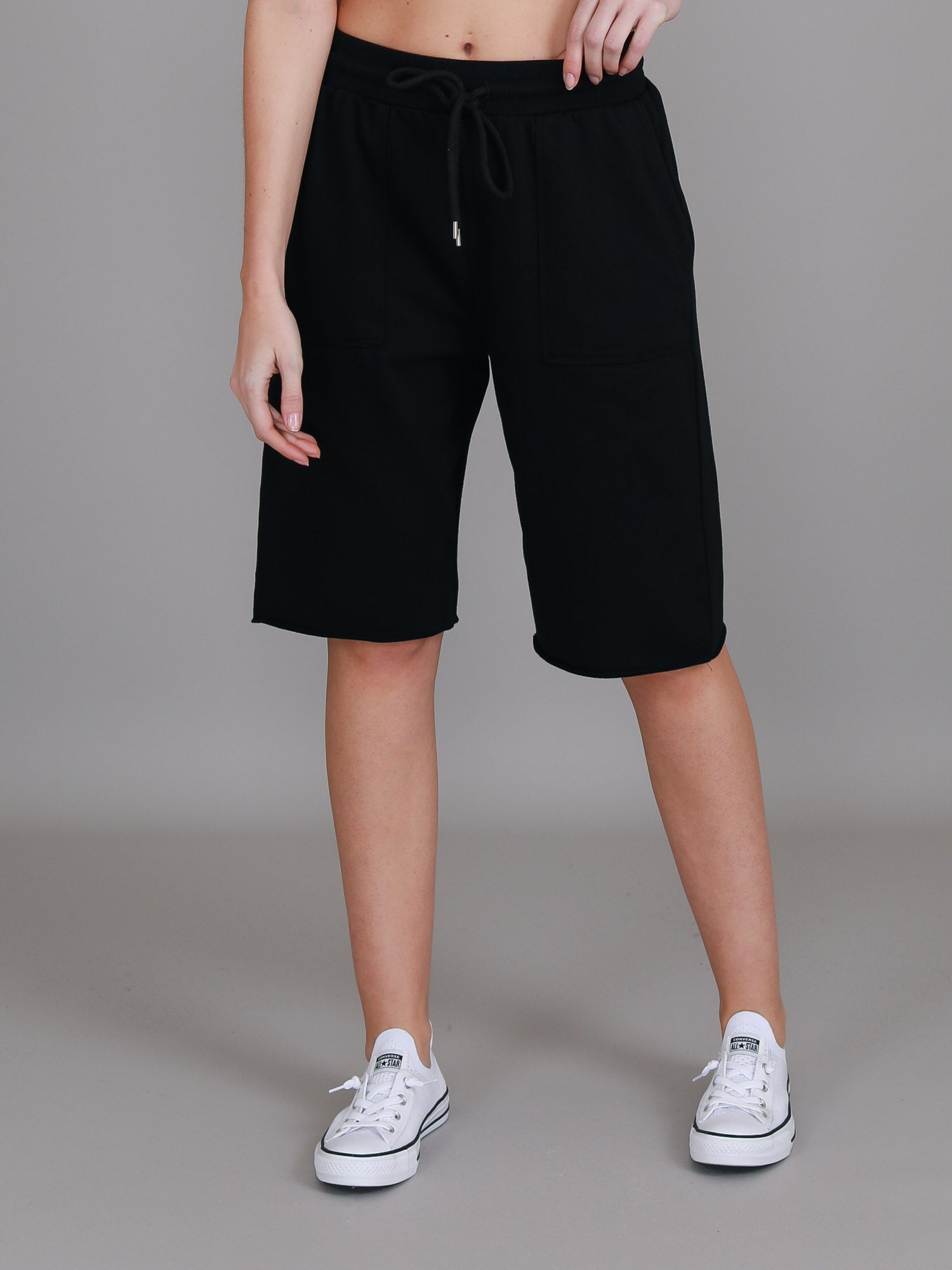 womens long shorts #color_black