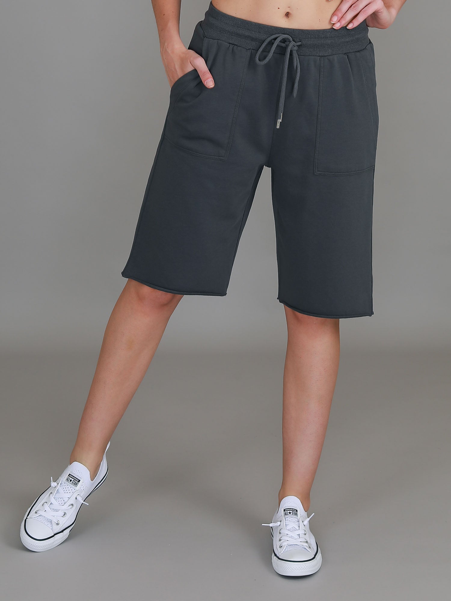 womens shorts knee length #color_charcoal
