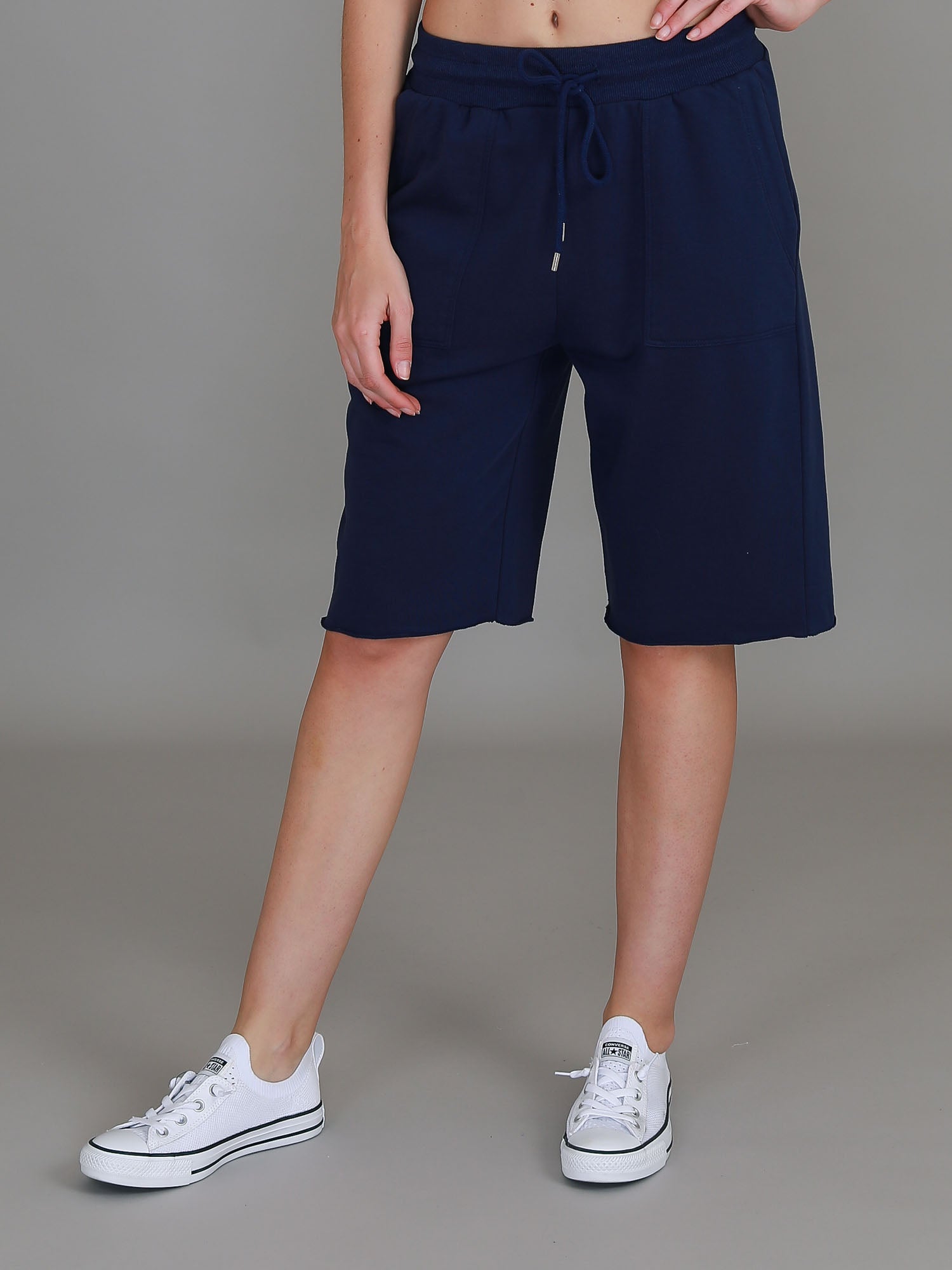 3/4 length shorts womens #color_navy